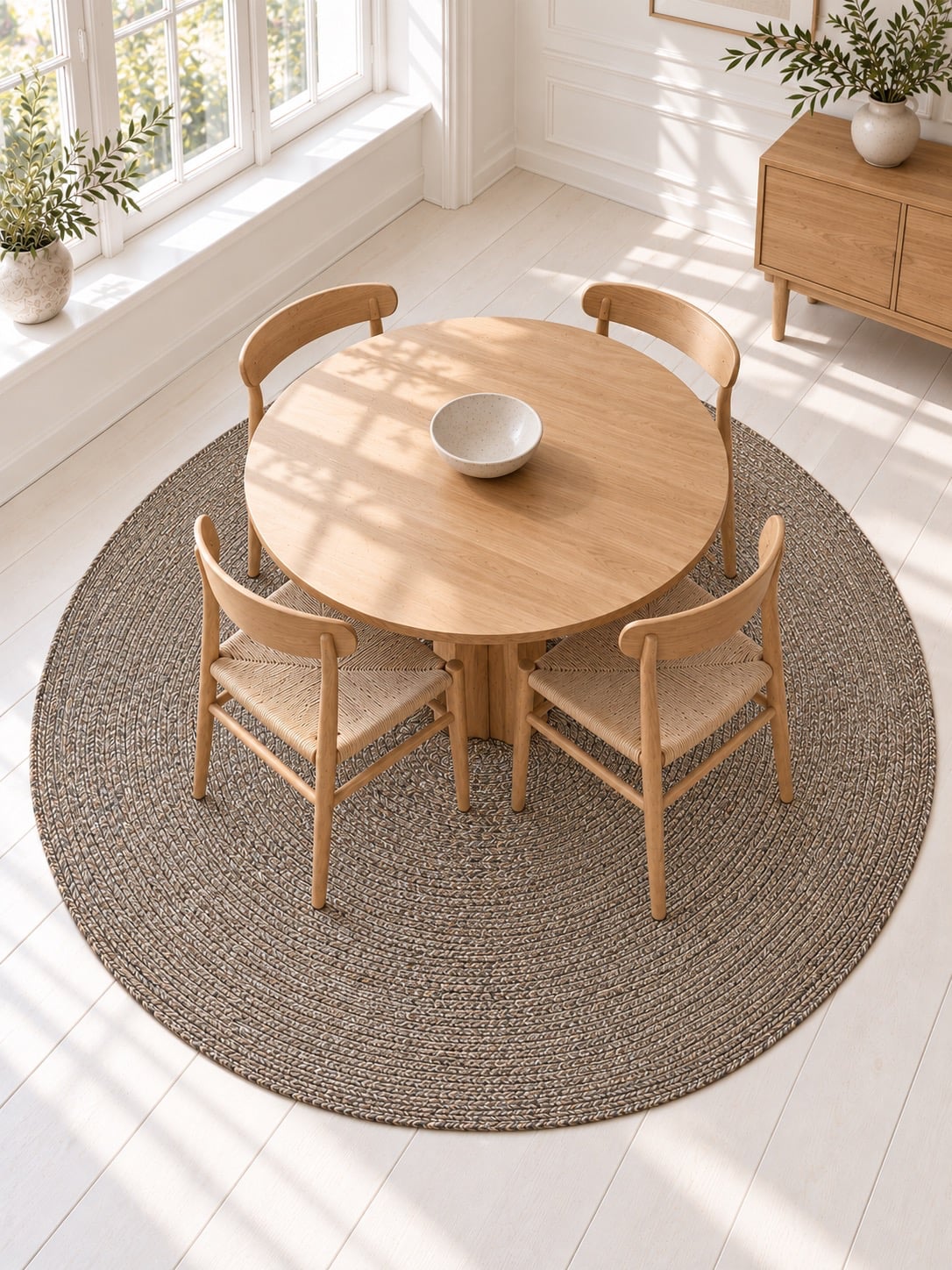 Runder Teppich Beige – Für Innen- und Außenbereich geeignet