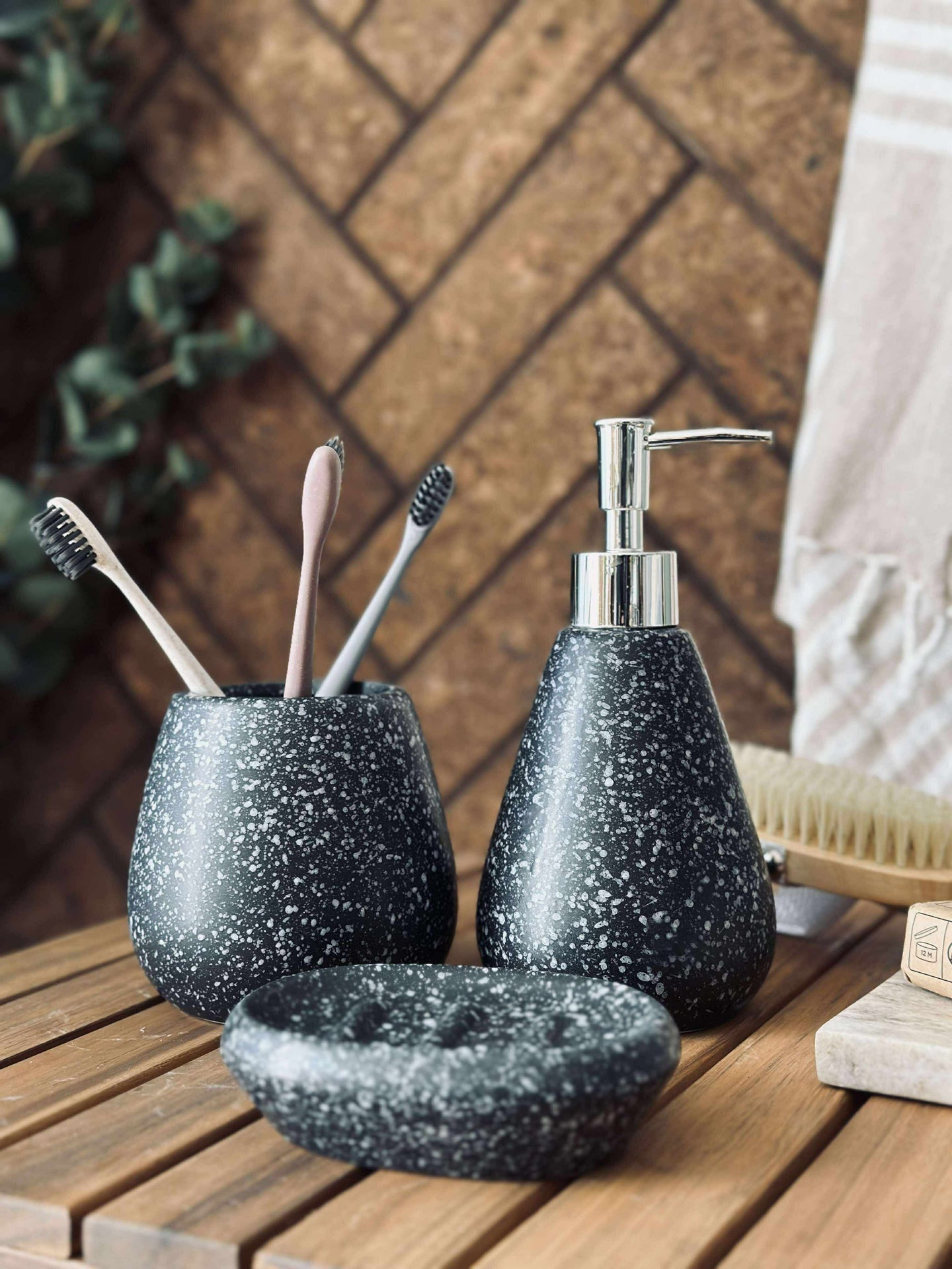 Badezimmer-Set mit 3 Teilen - Stone