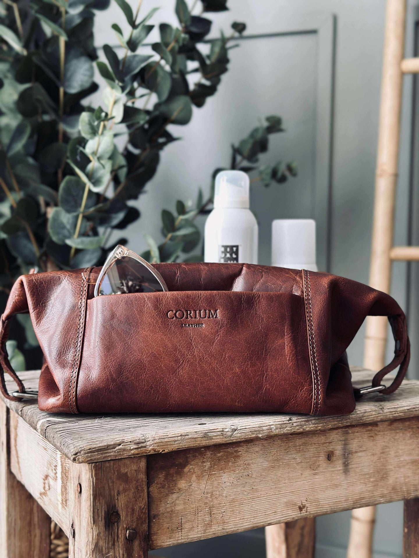 Toilettentasche - Raw deluxe, Italien Cognac