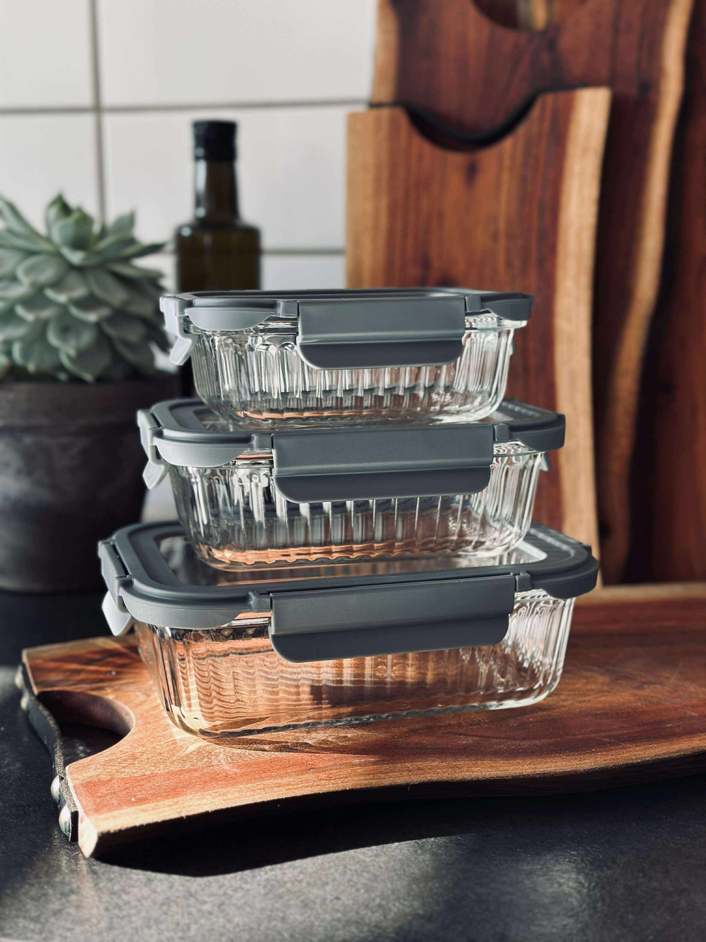 Vorratsbehälter aus Glas - Set mit 3 Stück