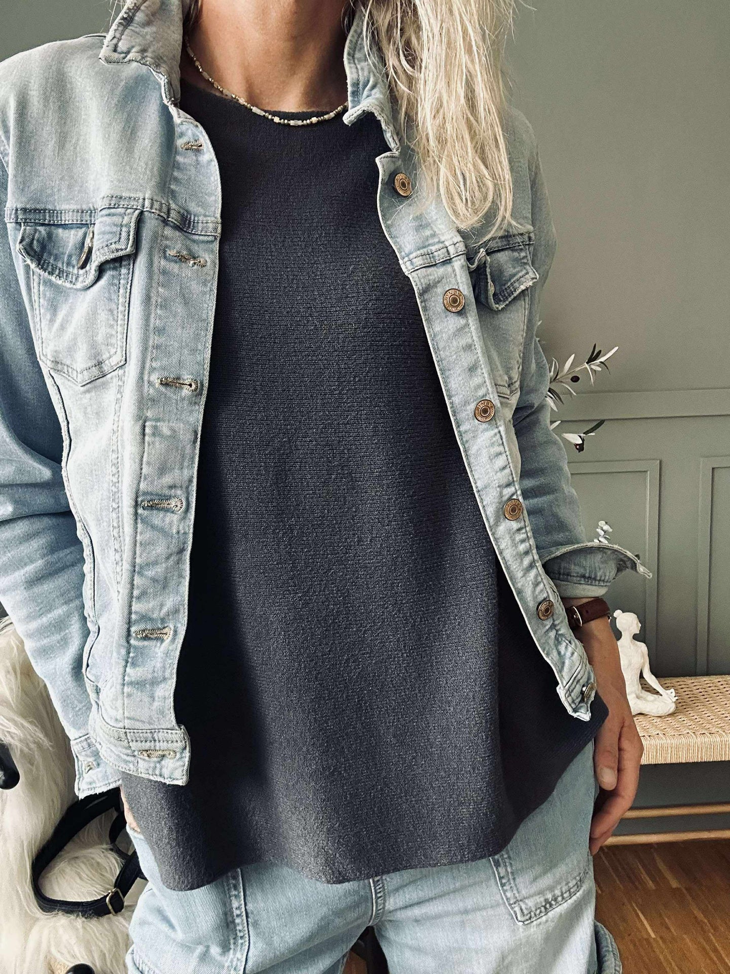 Bluse Sia Dunkelgrau – Oversize