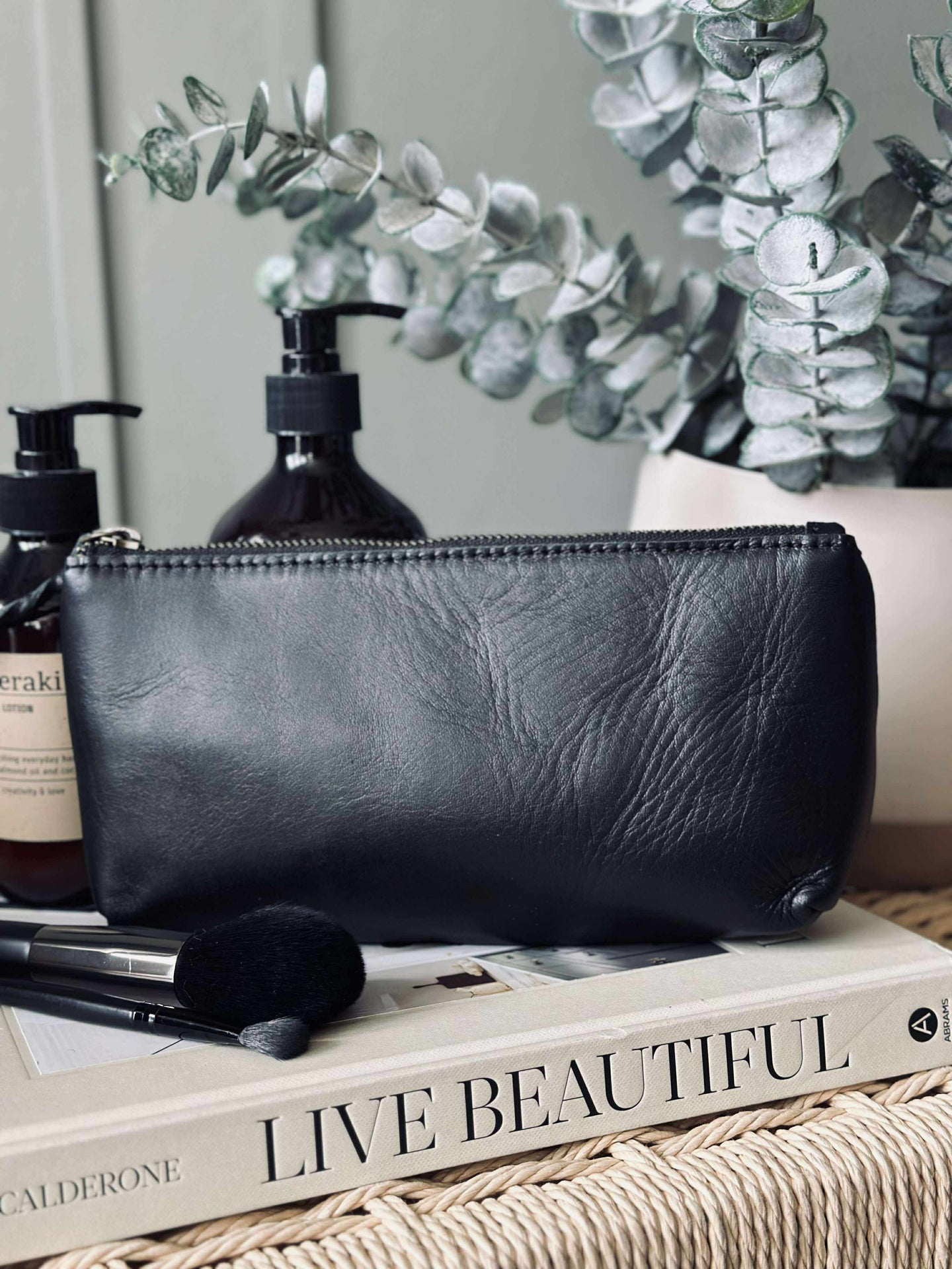 Kosmetiktasche - Black leather