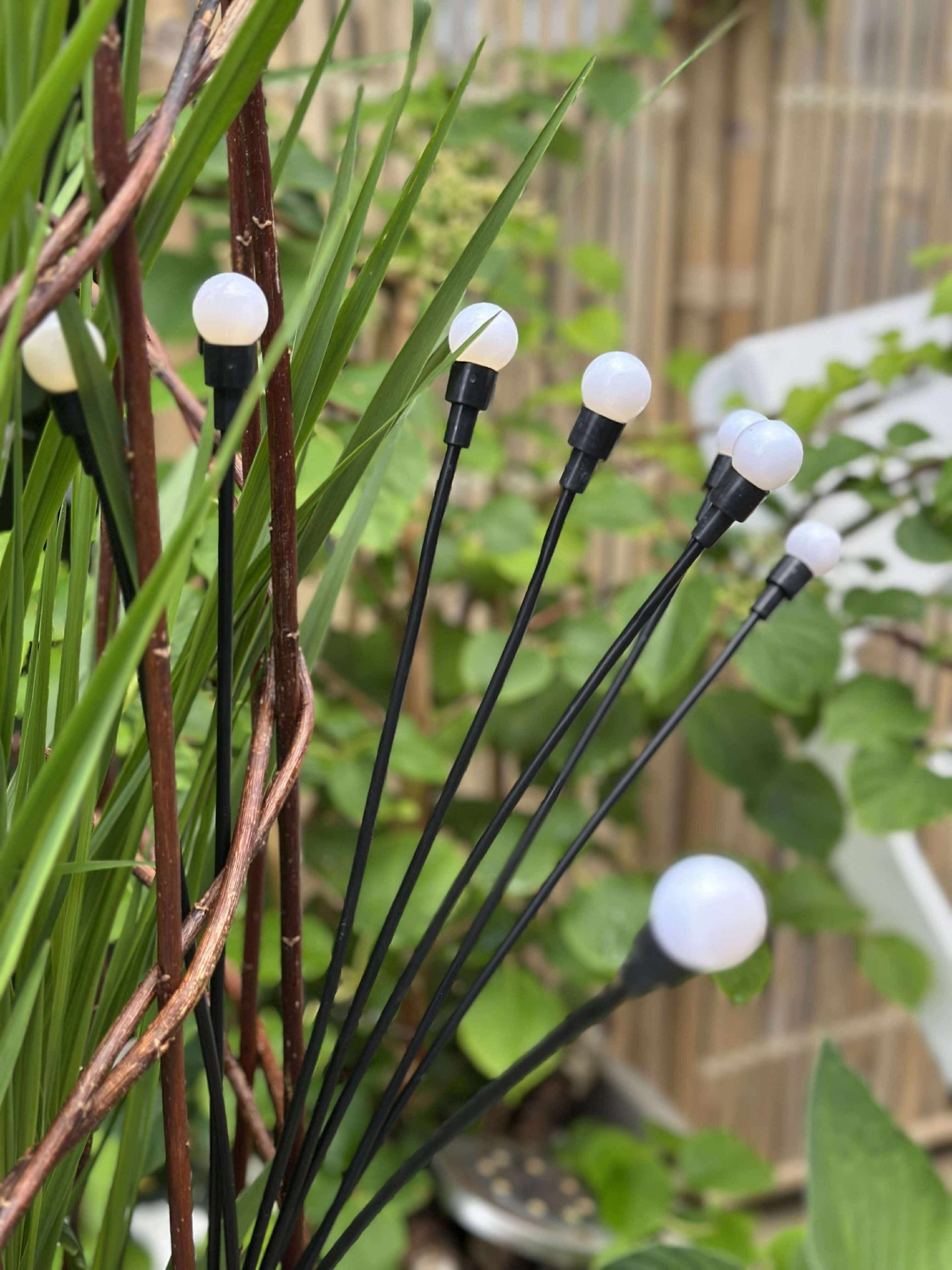 Glühwürmchen auf Spieß mit Solarzellen