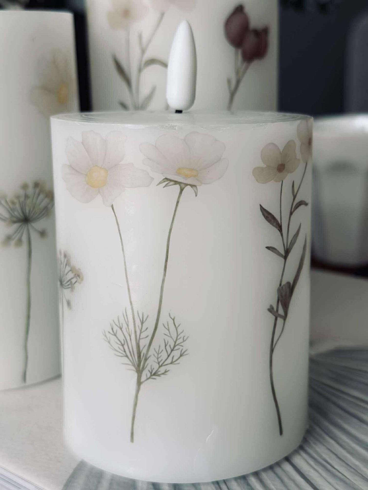 LED-Blockkerzen FLOWER – Set mit 3 Stk. und Fernbedienung