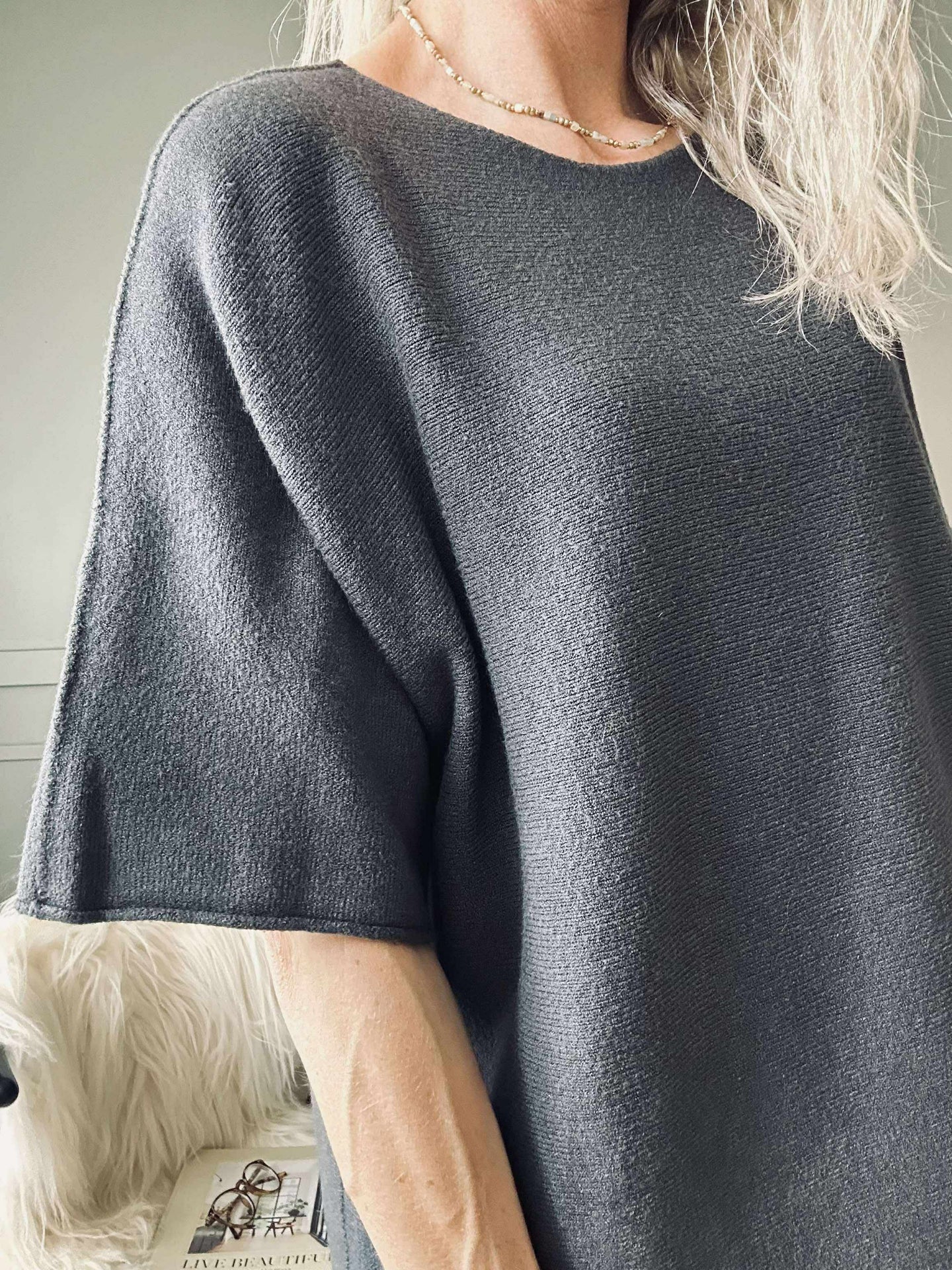 Bluse Sia Dunkelgrau – Oversize