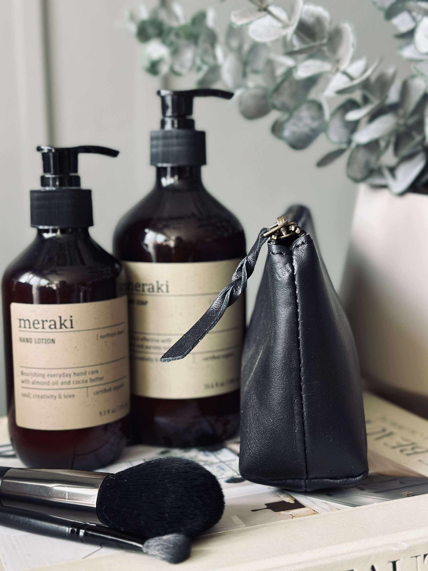 Kosmetiktasche - Black leather