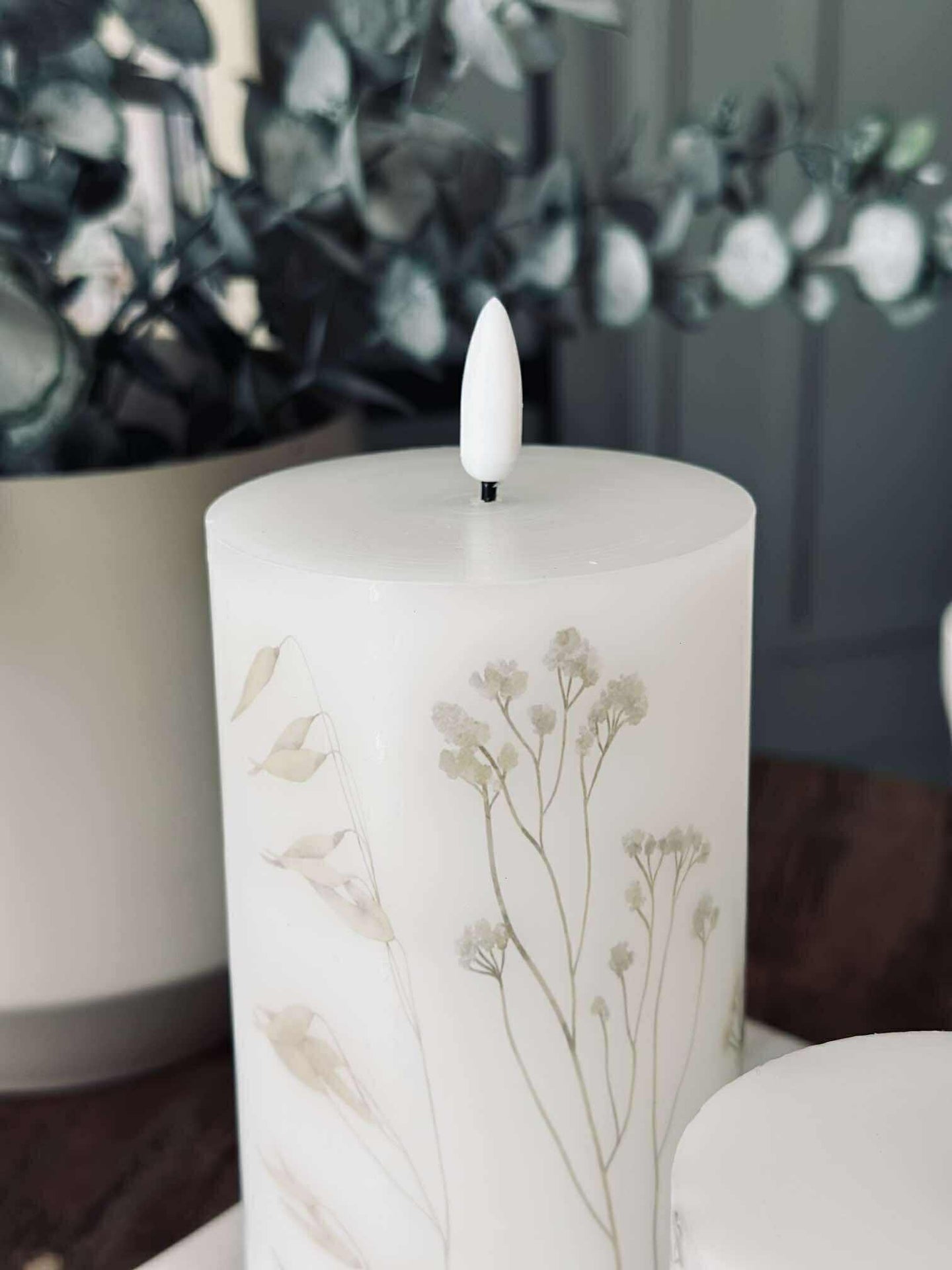 LED-Blockkerzen FLOWER – Set mit 3 Stk. und Fernbedienung