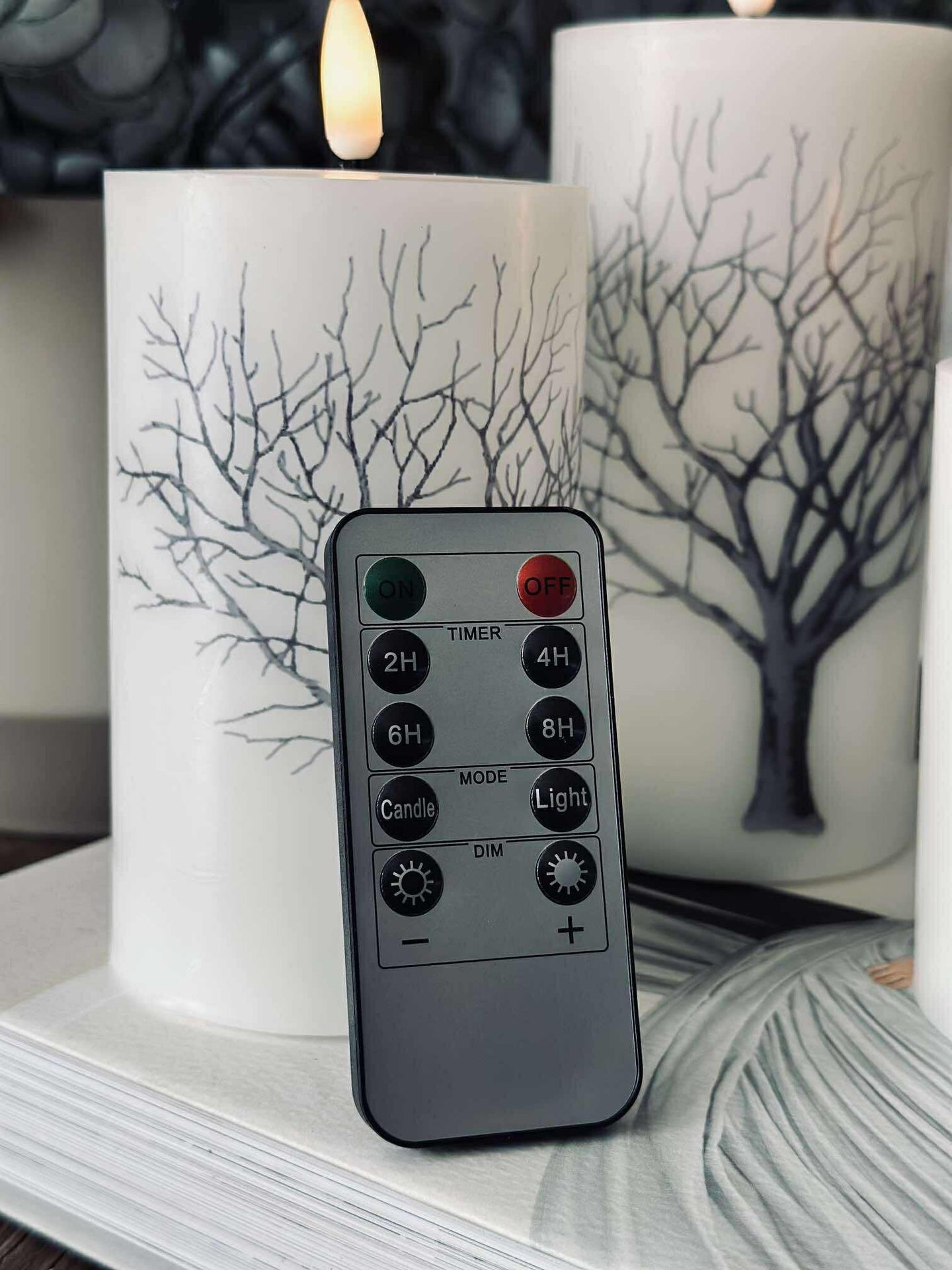 LED Blockkerzen Nature – Set mit 3 St. und Fernbedienung