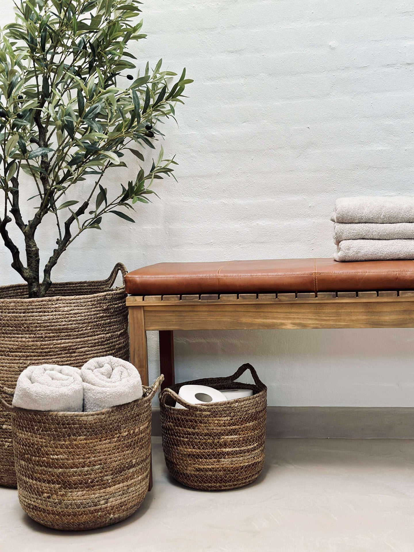 Sitzauflage aus Leder Tokyo - 140 cm Cognac