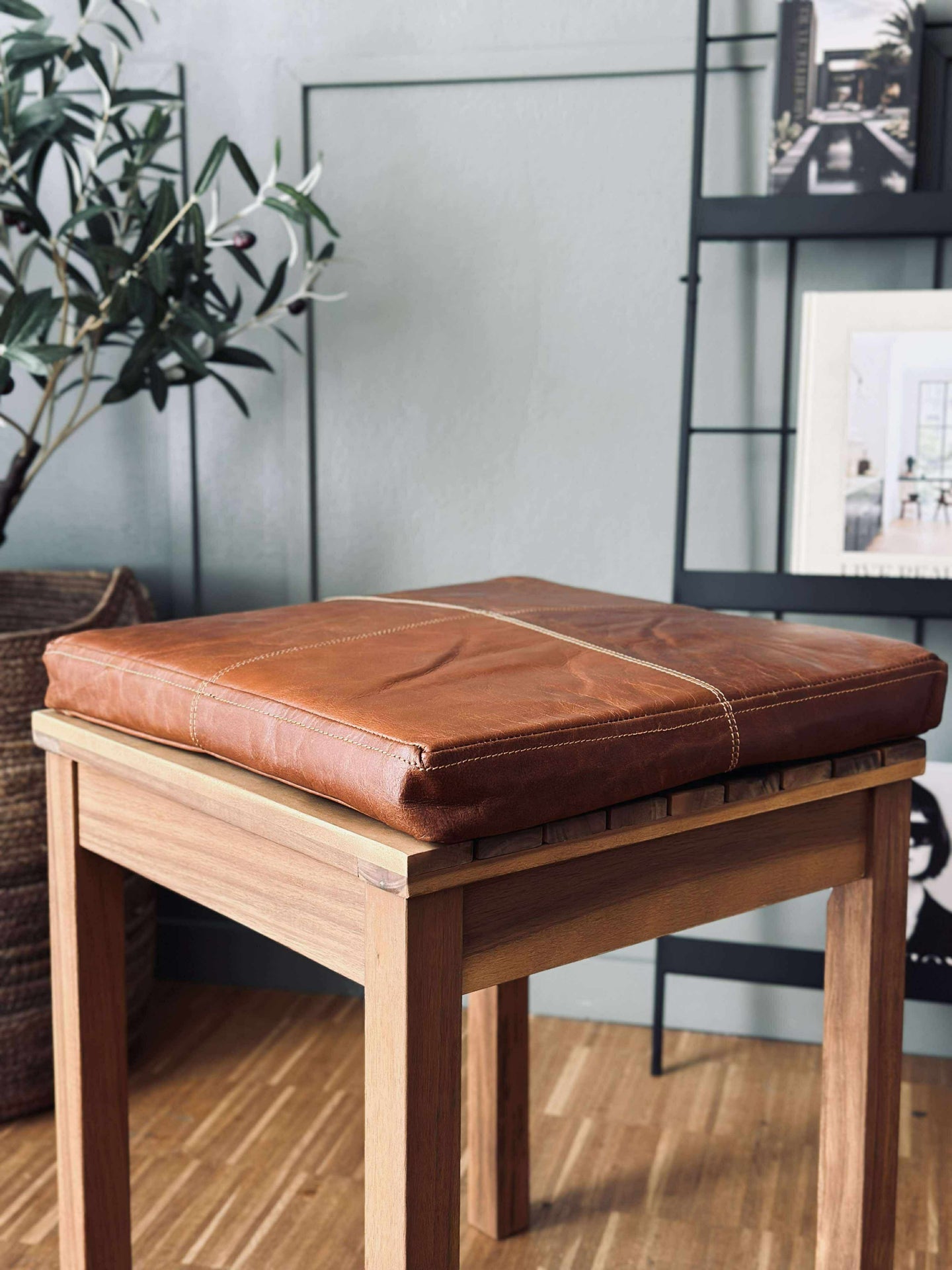 Sitzkissen Tokyo aus Leder - 40x40 Cognac