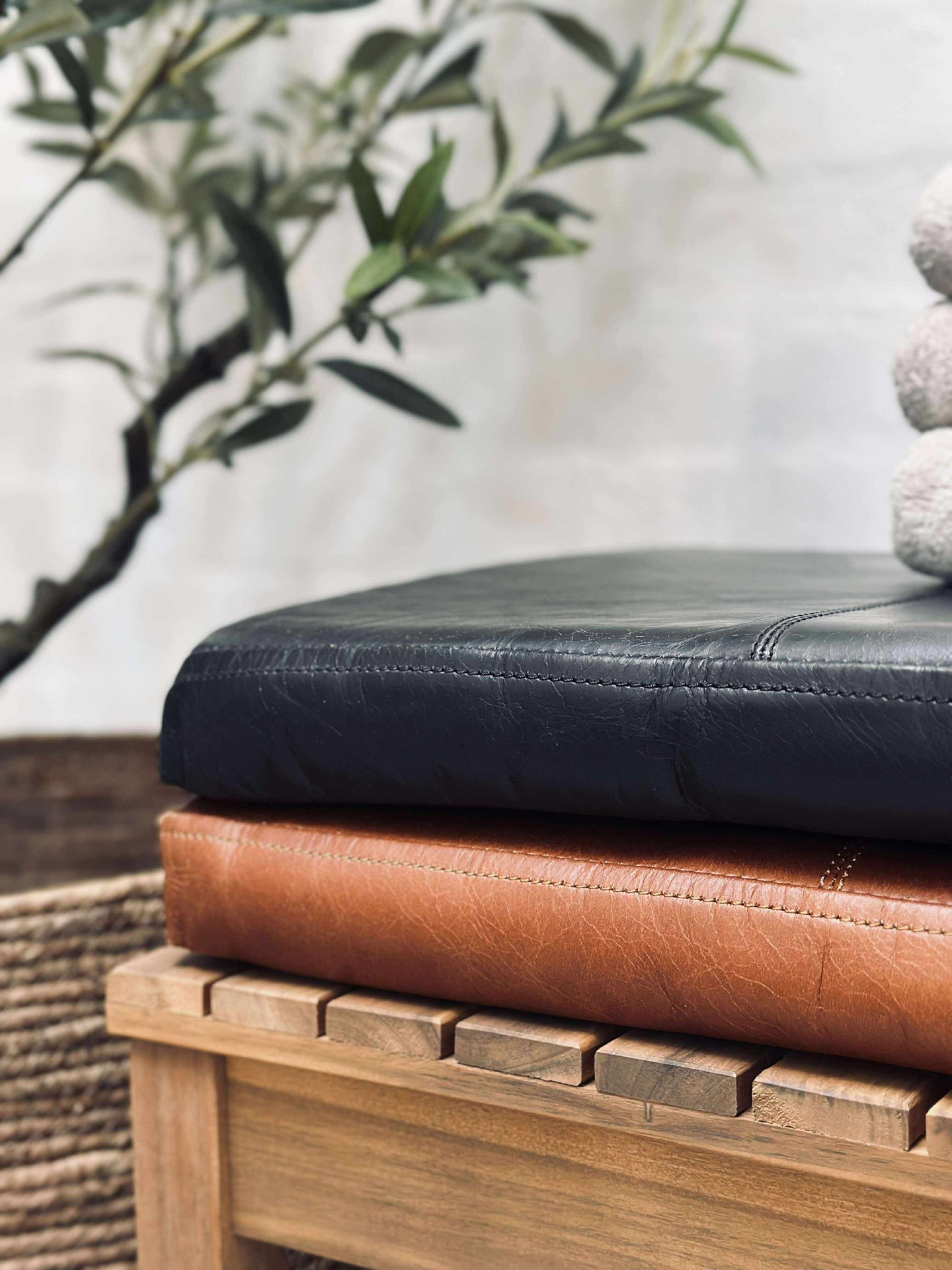 Sitzkissen aus Leder Tokyo - 118 cm Cognac