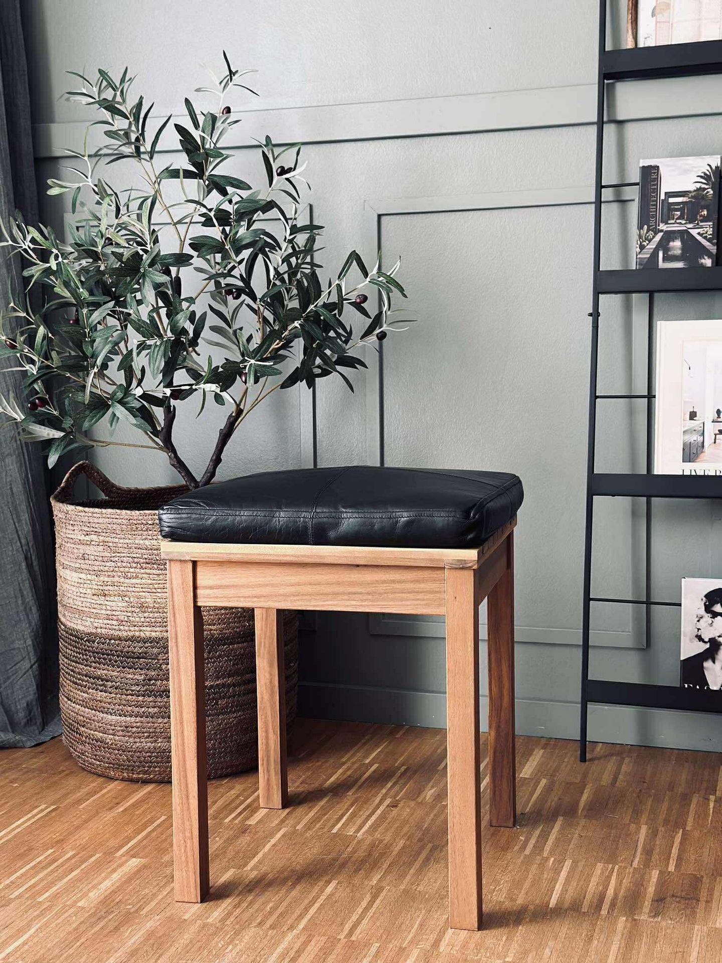 Sitzkissen Tokyo aus Leder - 40x40 Schwarz