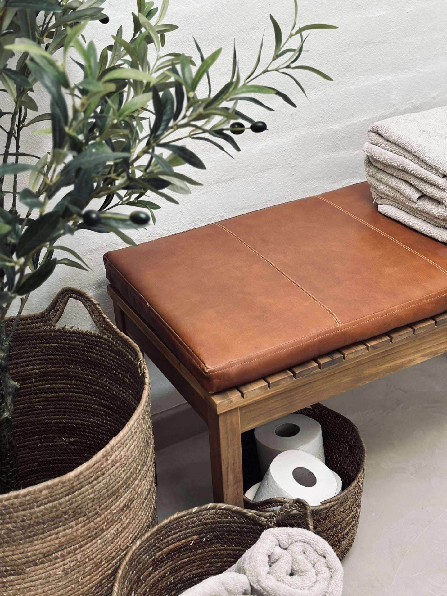 Sitzkissen aus Leder Tokyo - 118 cm Cognac