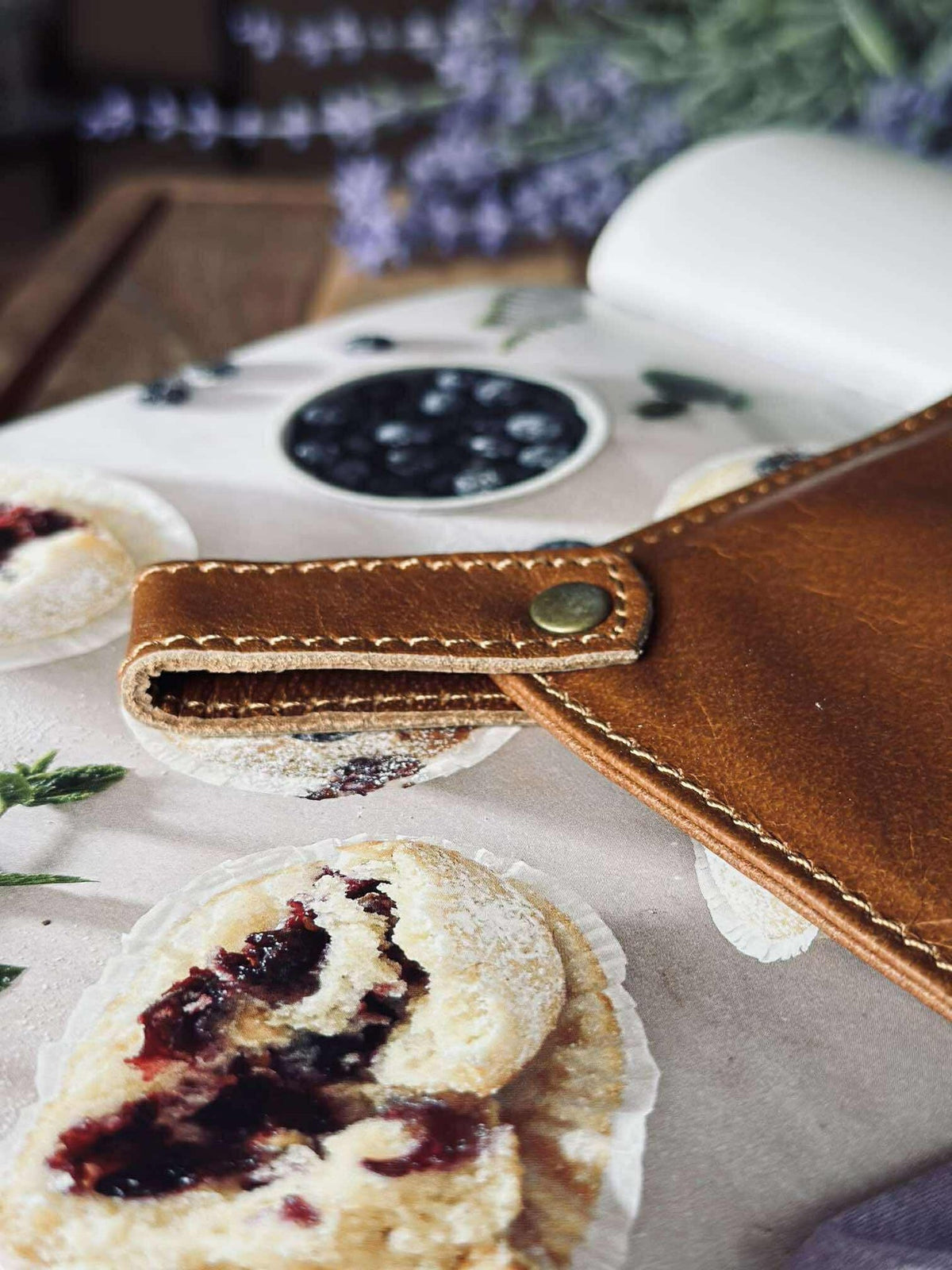 Topflappen mit Tasche - Cognac-Leder