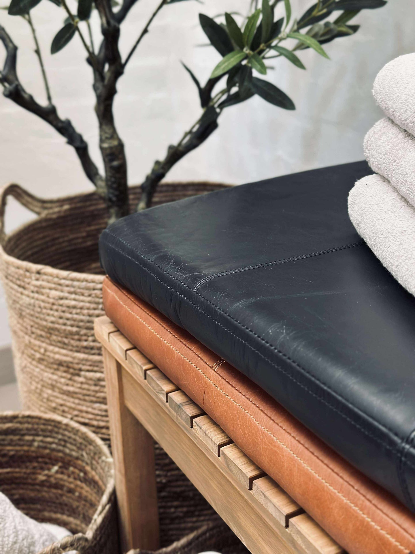 Sitzkissen aus Leder Tokyo - 118 cm Cognac