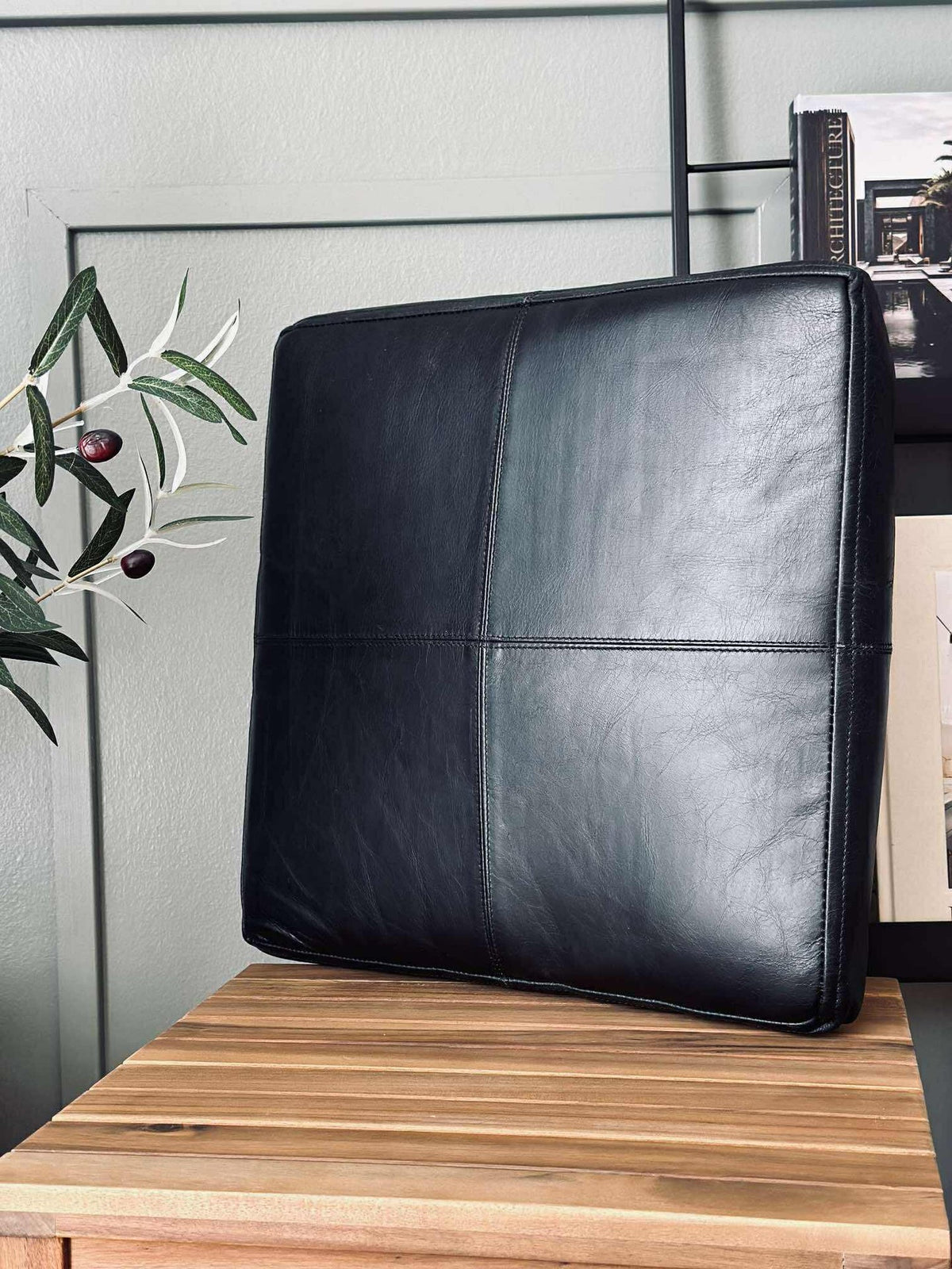 Sitzkissen Tokyo aus Leder - 40x40 Schwarz