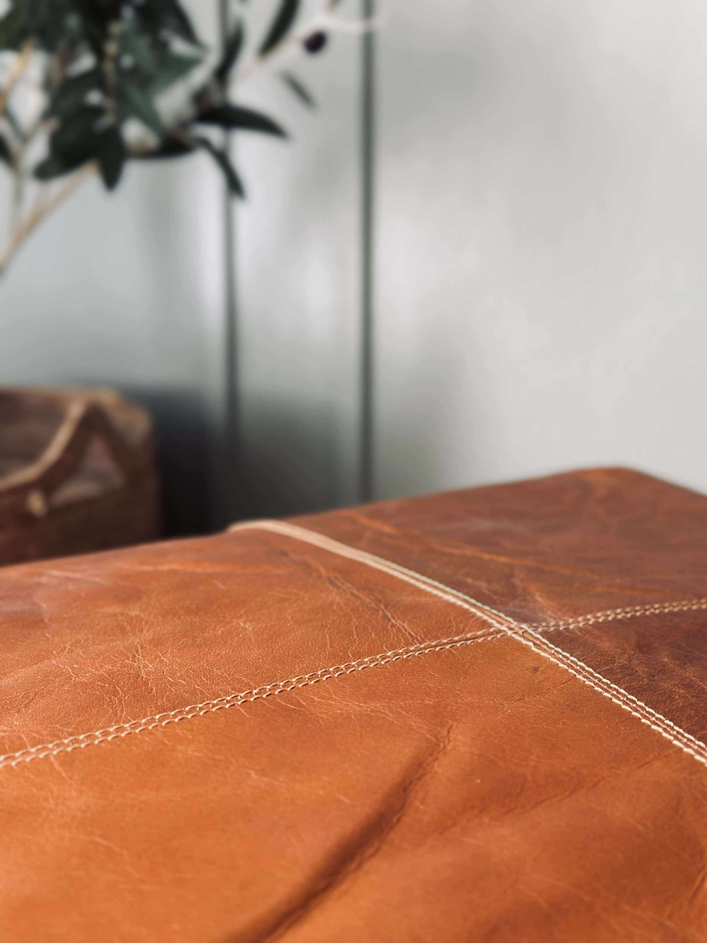 Sitzkissen Tokyo aus Leder - 40x40 Cognac