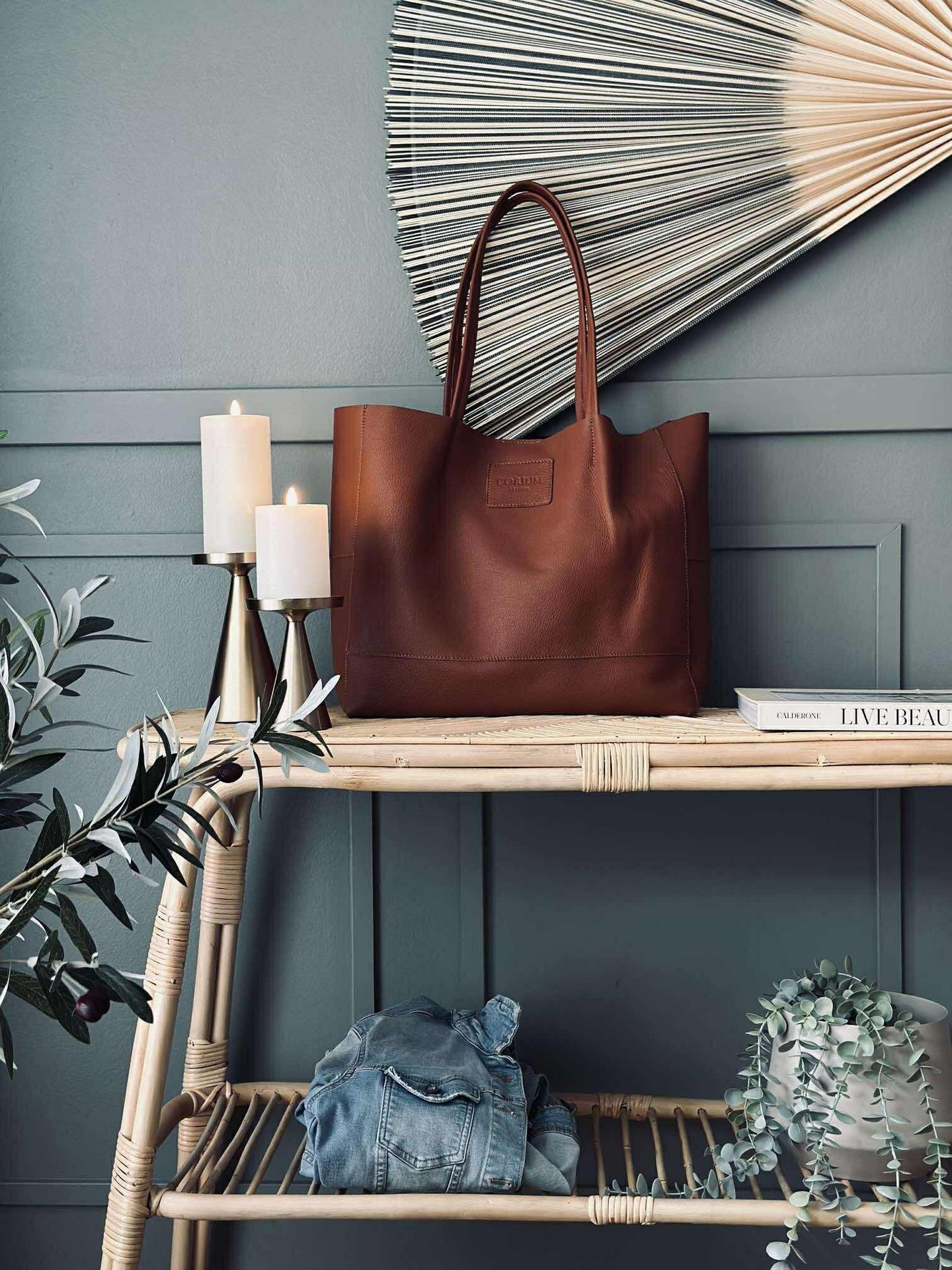 Shopper Daily aus weichem Leder - Cognac