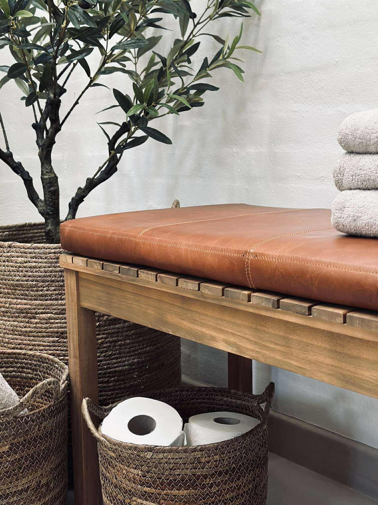 Sitzauflage aus Leder Tokyo - 140 cm Cognac