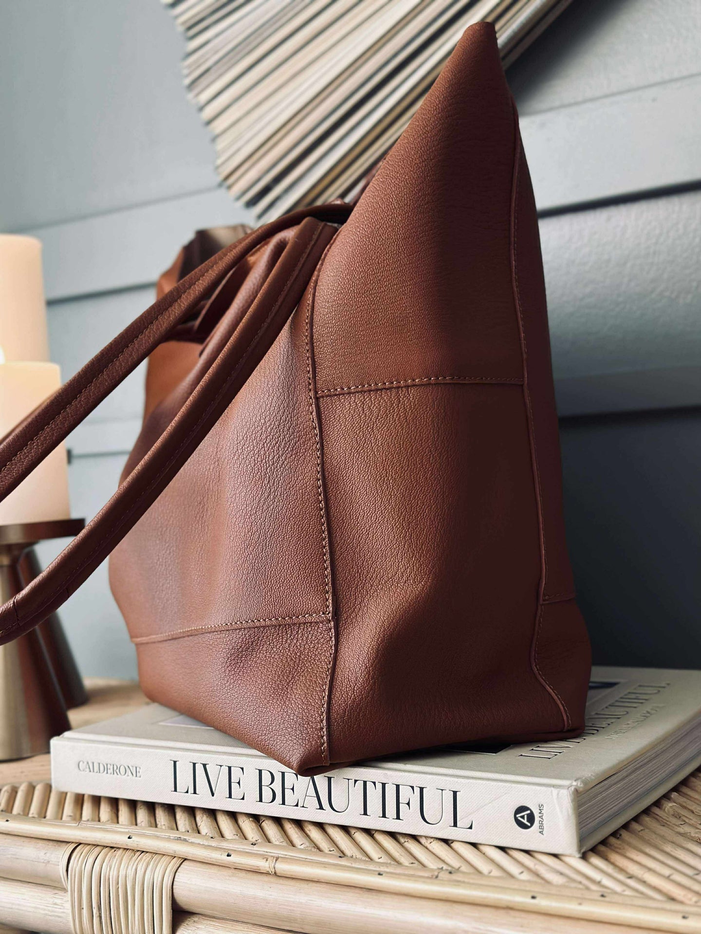 Shopper Daily aus weichem Leder - Cognac