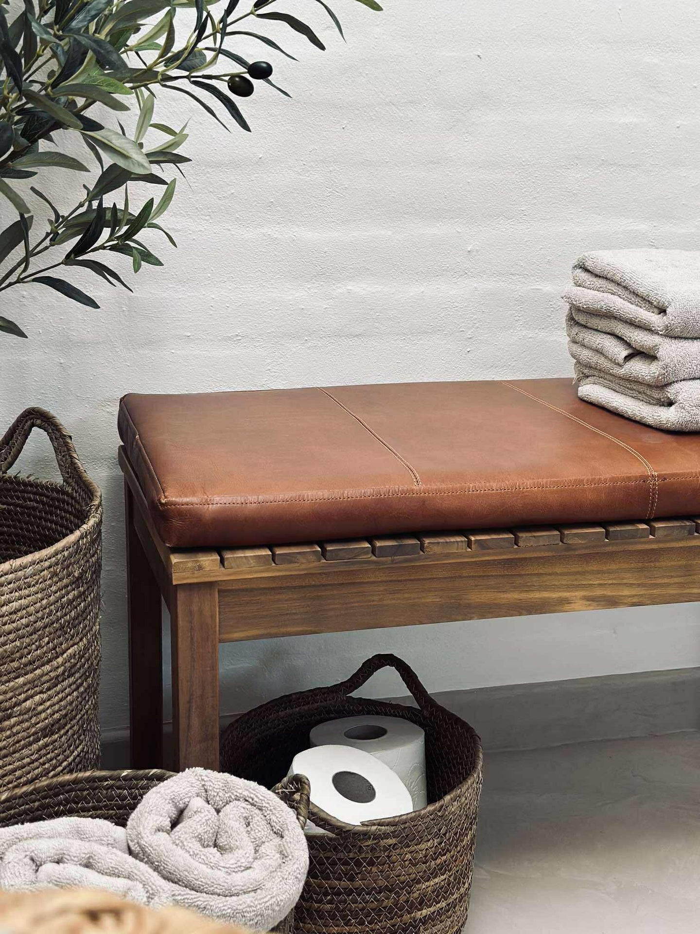 Sitzauflage aus Leder Tokyo - 140 cm Cognac
