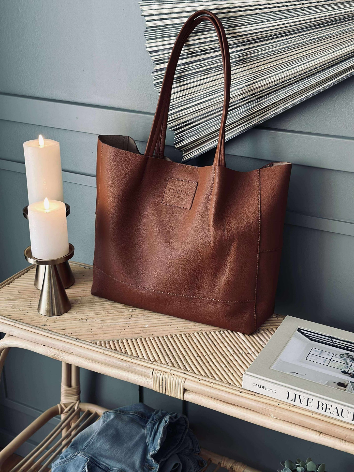 Shopper Daily aus weichem Leder - Cognac