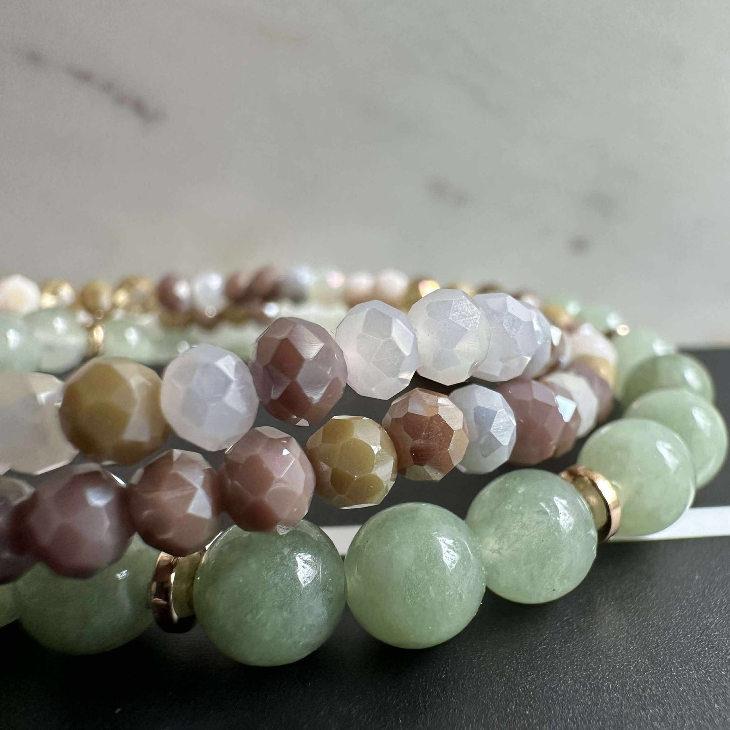 Armband Luna Jade Grün – Set mit 3 Stk.