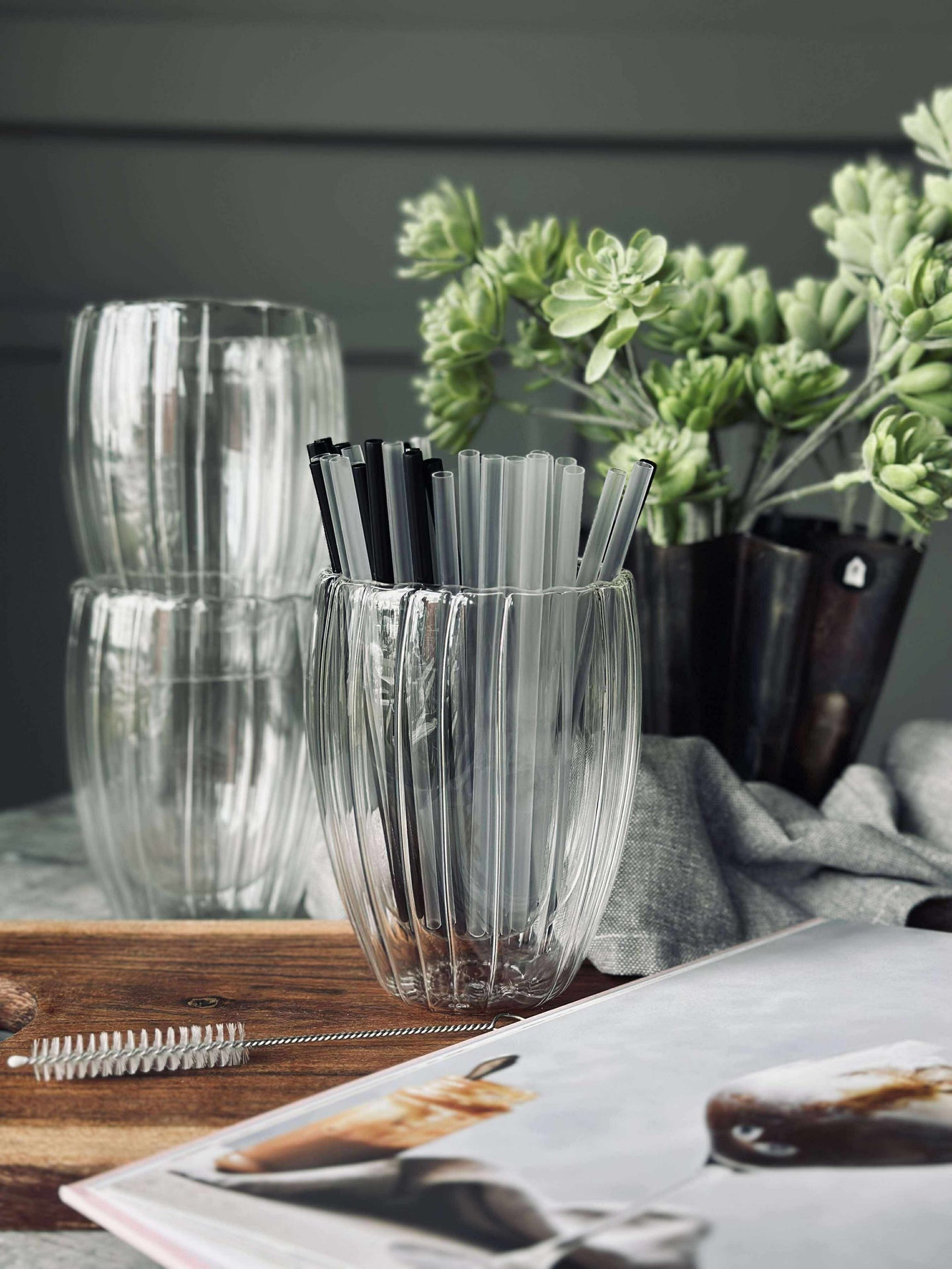 Kurze Trinkhalme für Cocktails - 50 Stk. Wiederverwendbar