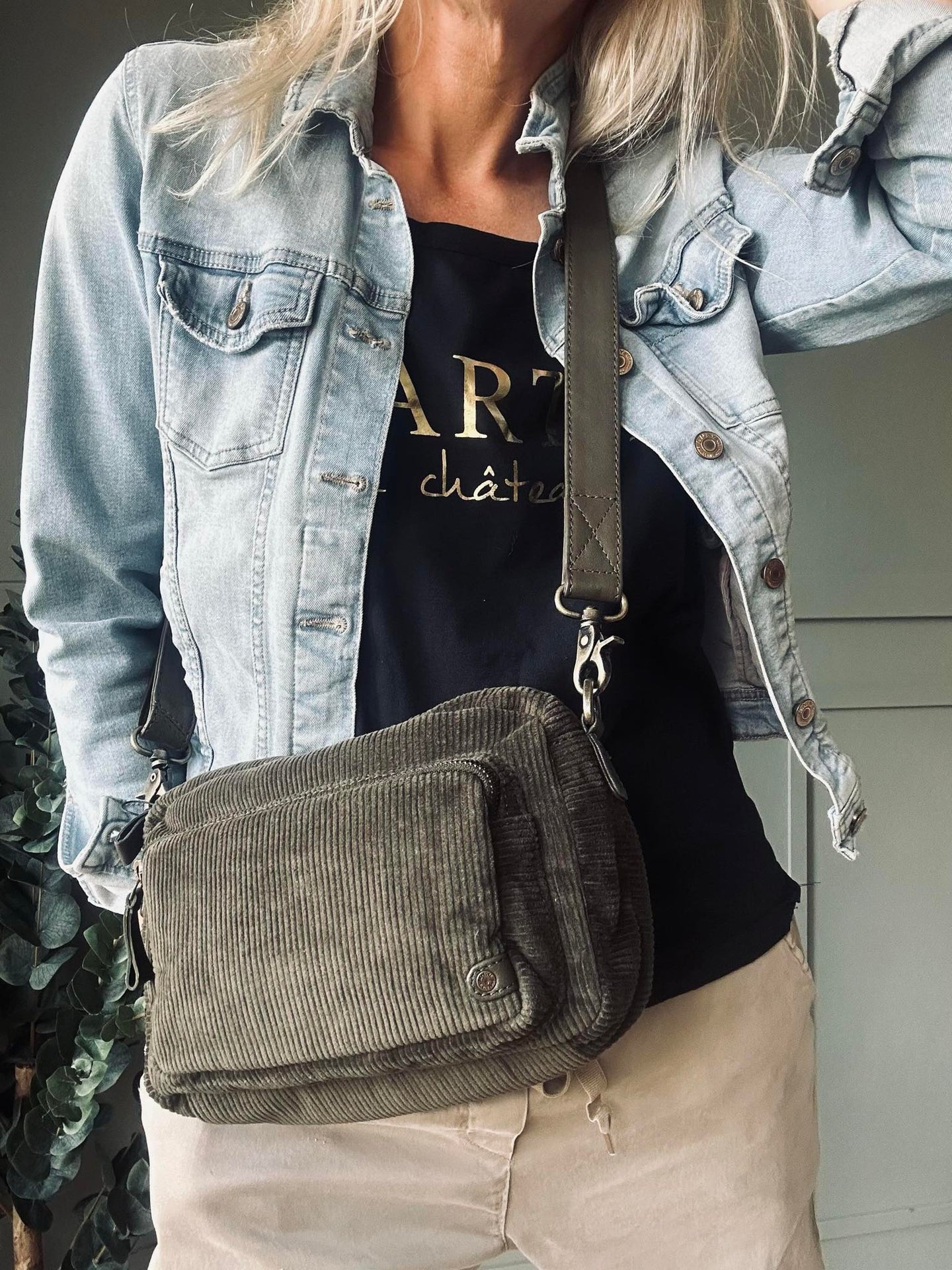Crossbody Army Velours