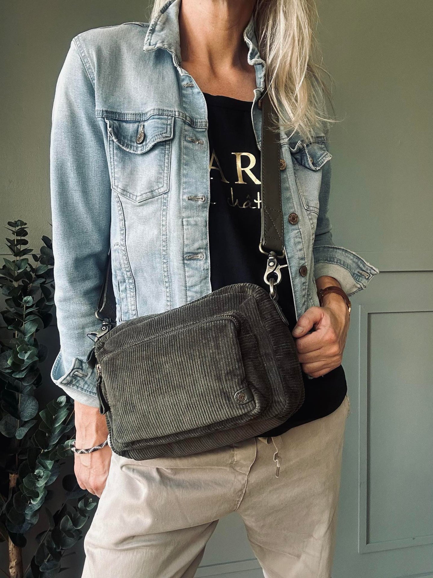 Crossbody Army Velours