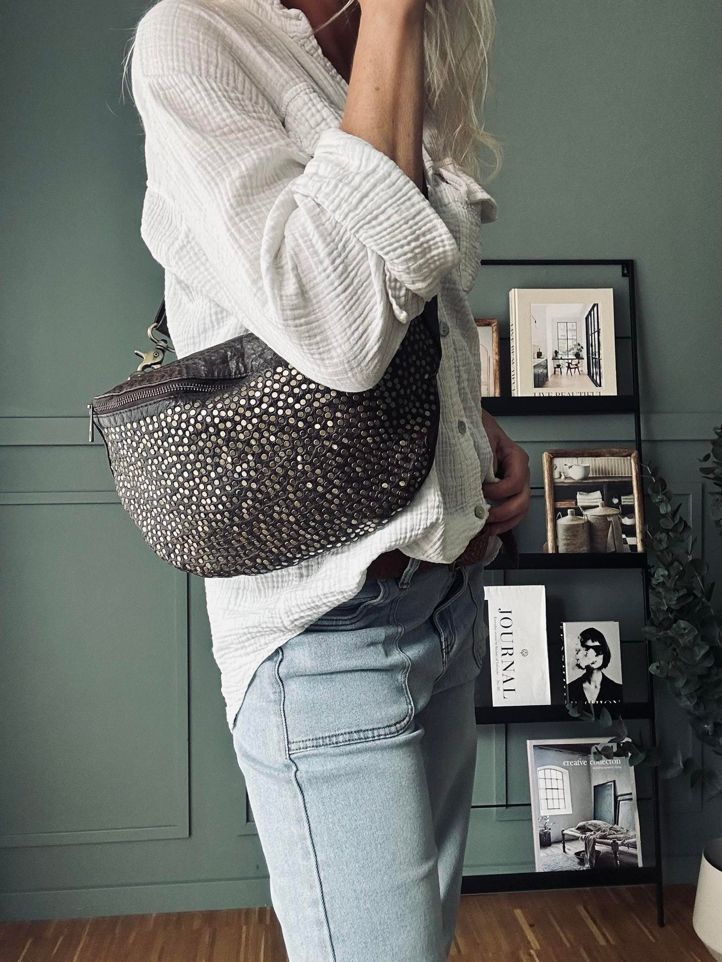 Bumbag Deluxe mit Nieten - Braun