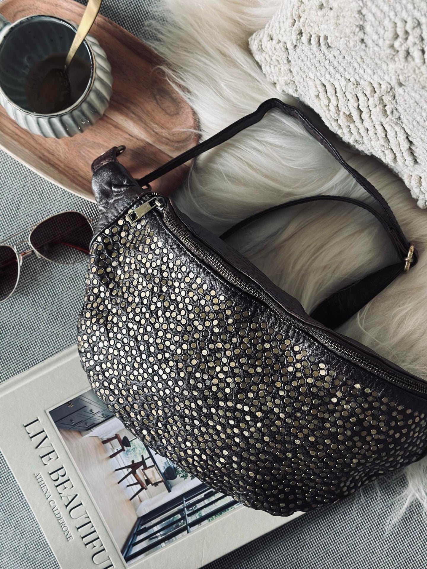 Bumbag Deluxe mit Nieten - Braun