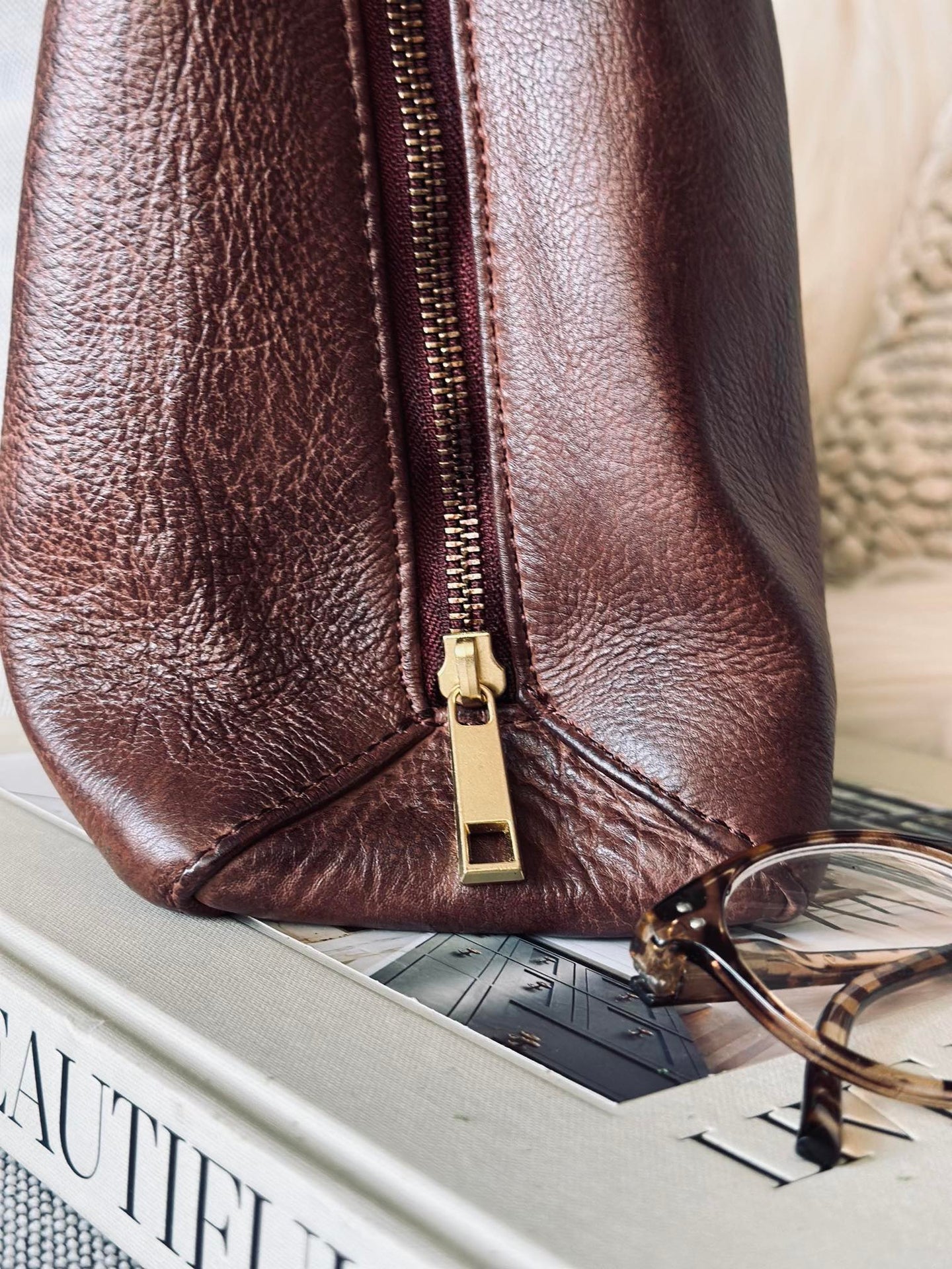 Schultertasche - Brandy leather