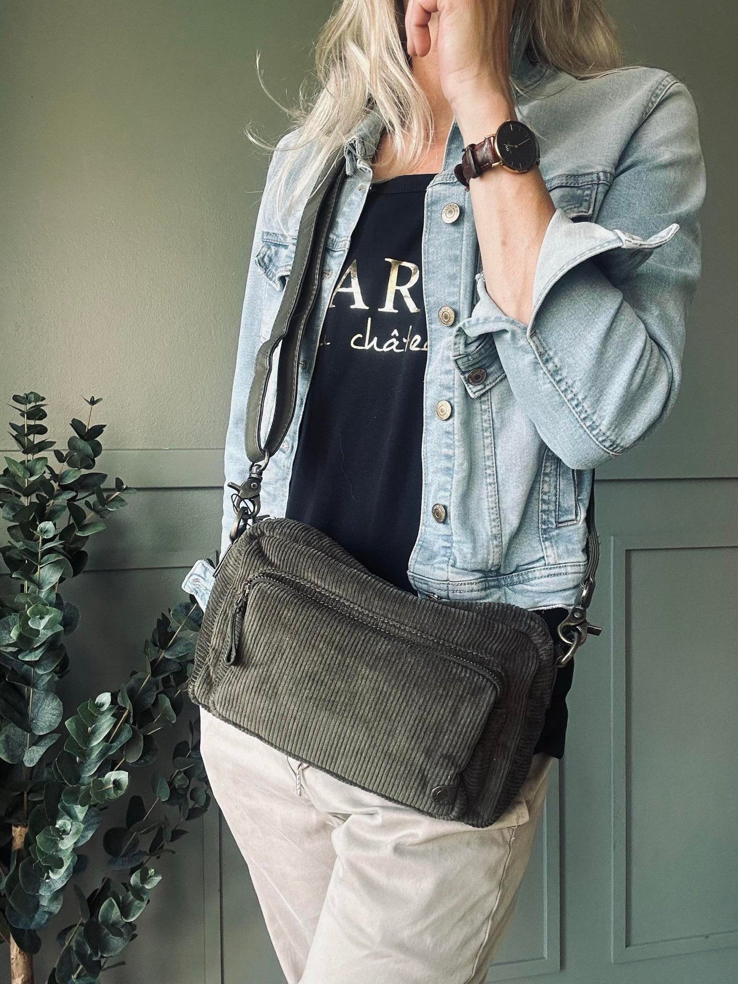 Crossbody Army Velours