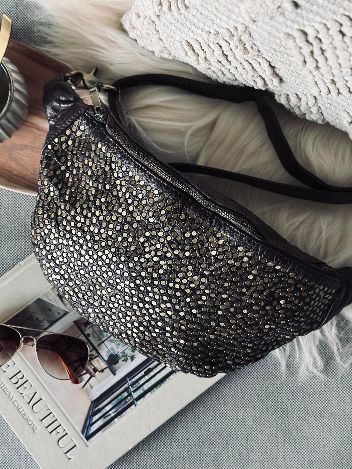 Bumbag Deluxe mit Nieten - Braun