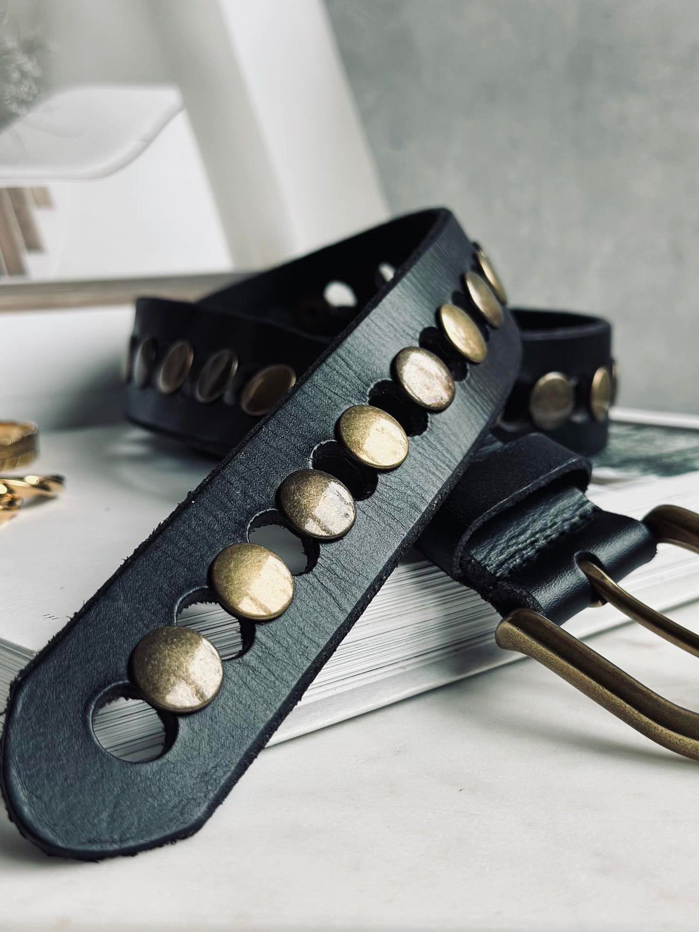 Jeans-Gürtel mit Nieten - Black