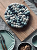 Tischuntersetzer DOTS - Blau-Mix Wolle