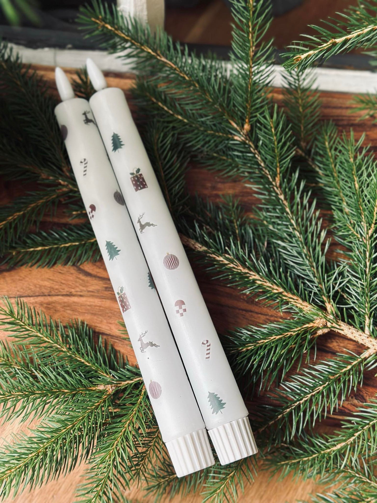 LED-Stumpenkerzen 2 Stk. - Weihnachtsmotiv