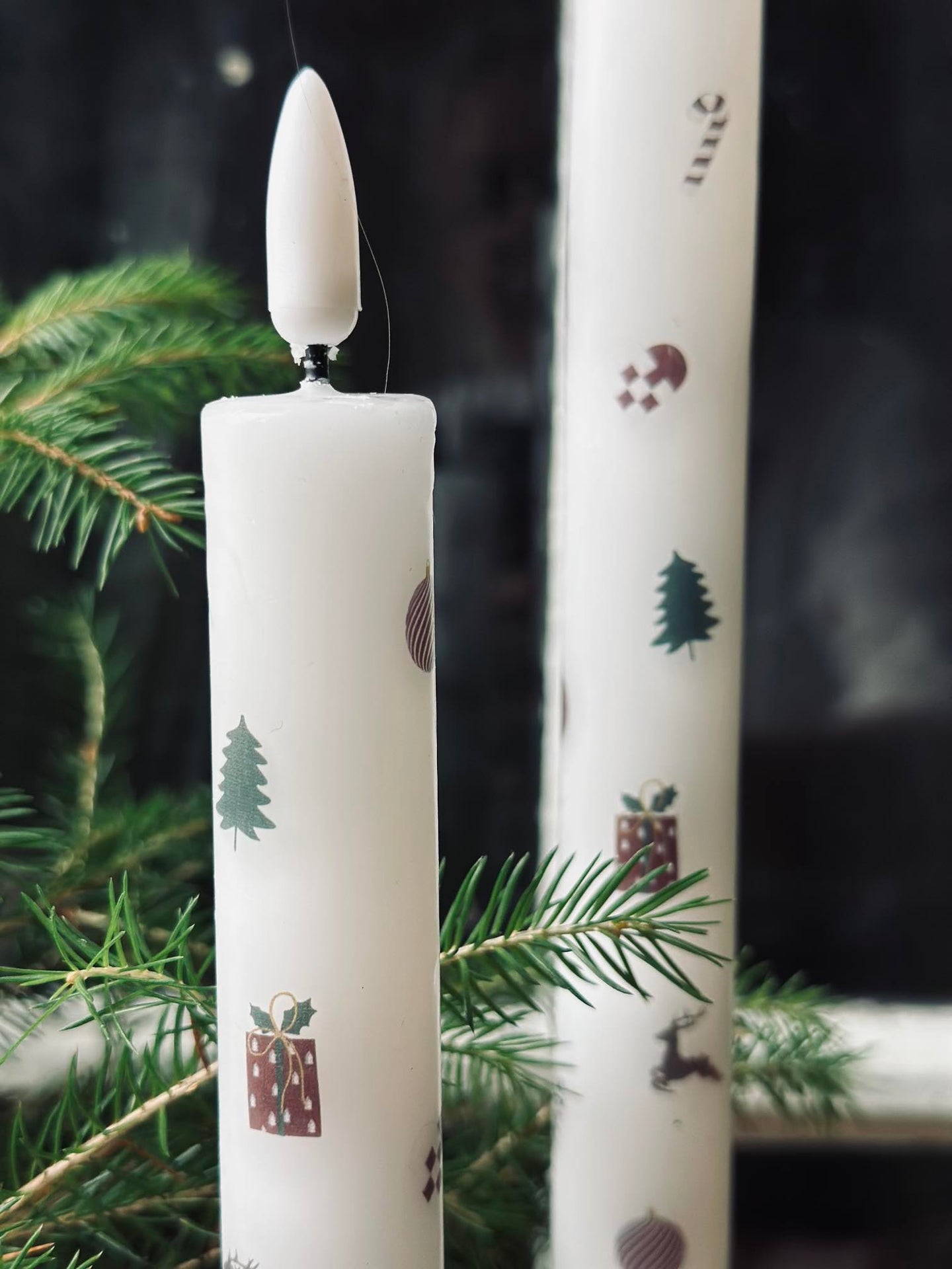 LED-Stumpenkerzen 2 Stk. - Weihnachtsmotiv