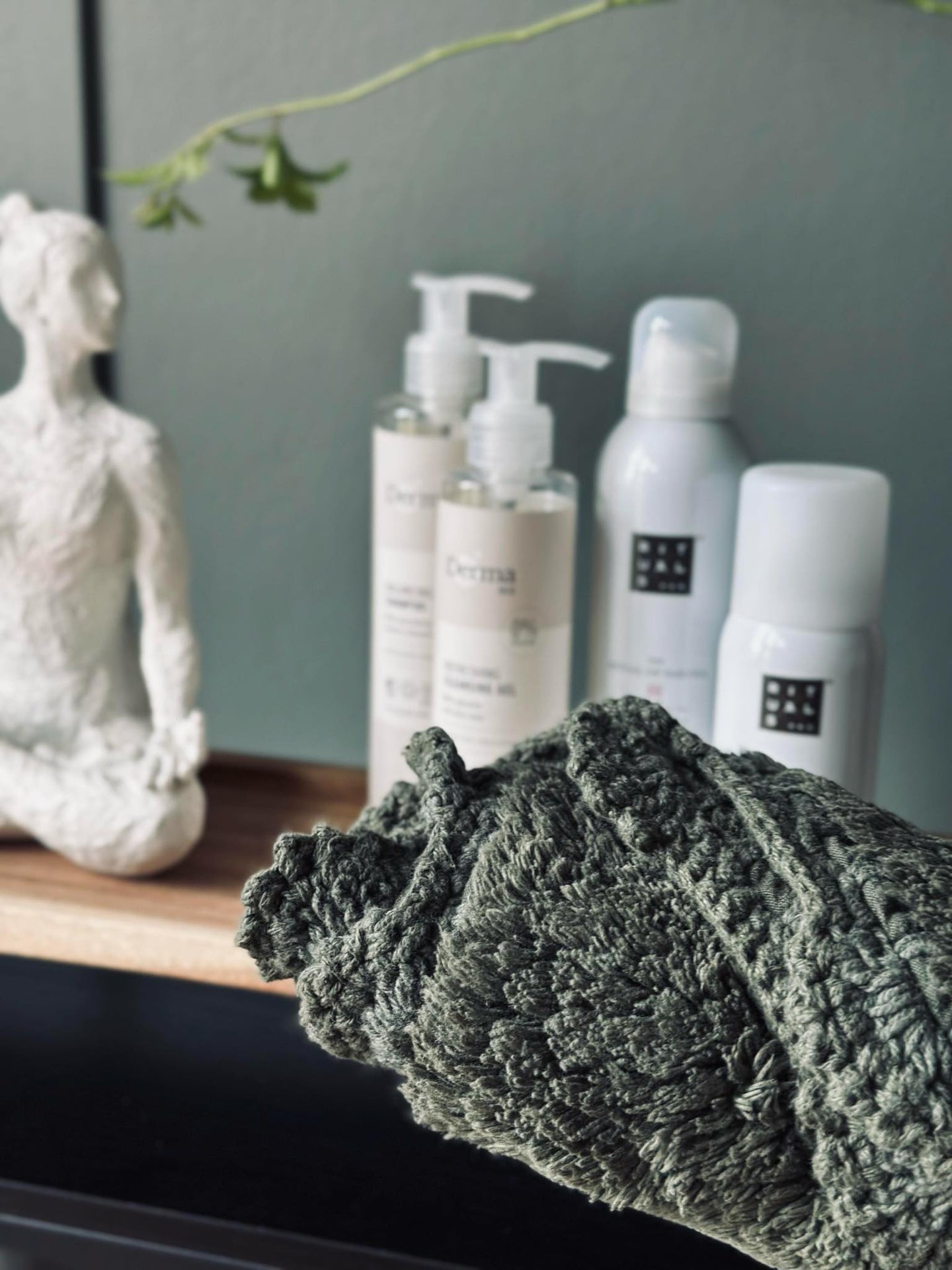 Badematte COTTON Oliv