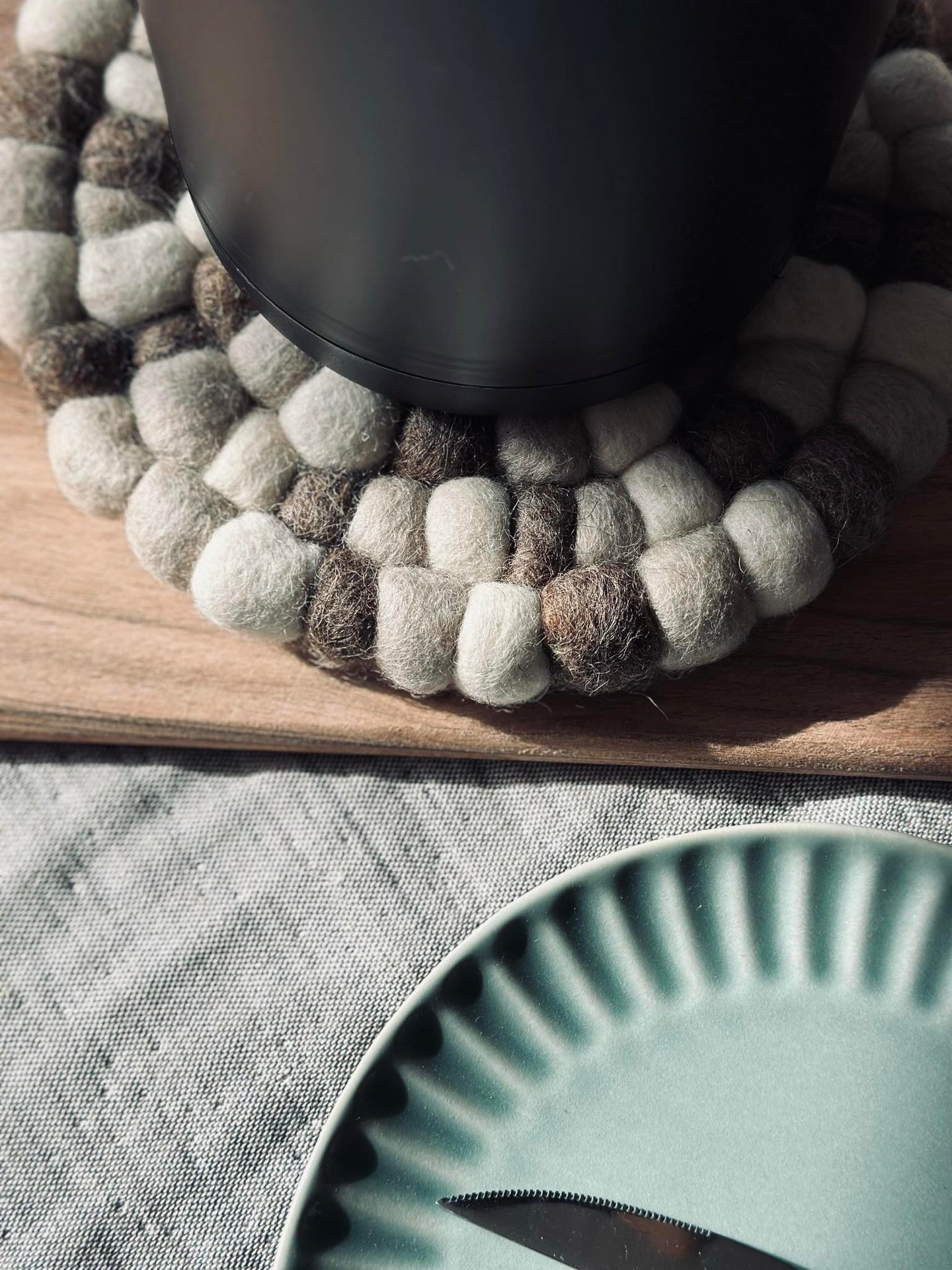 Tischuntersetzer DOTS - Natur / Braun Wolle