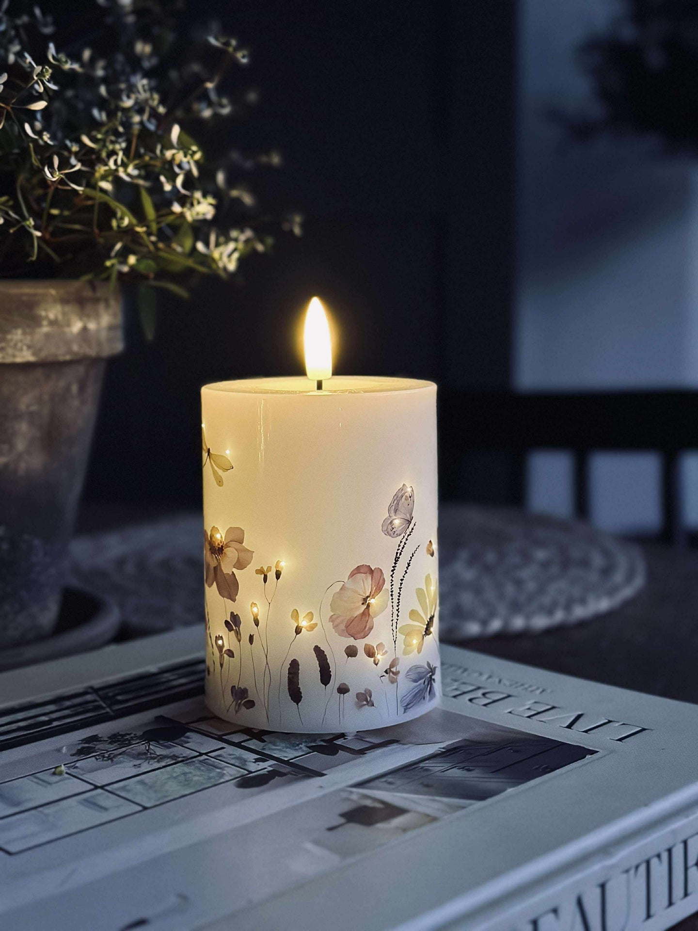 LED-Blockkerze Twinkle flora