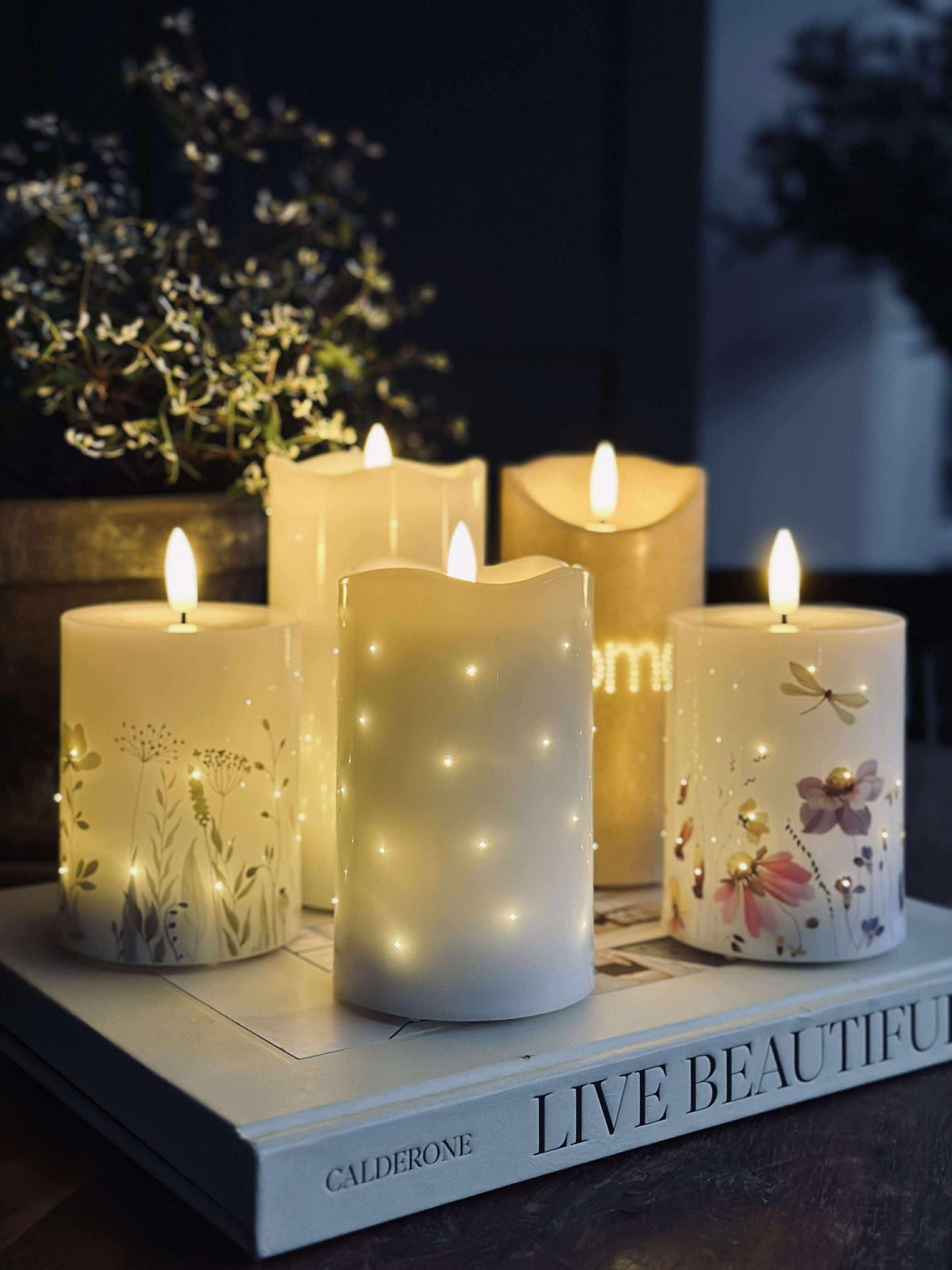 LED Blockkerze White TWINKLE 15cm