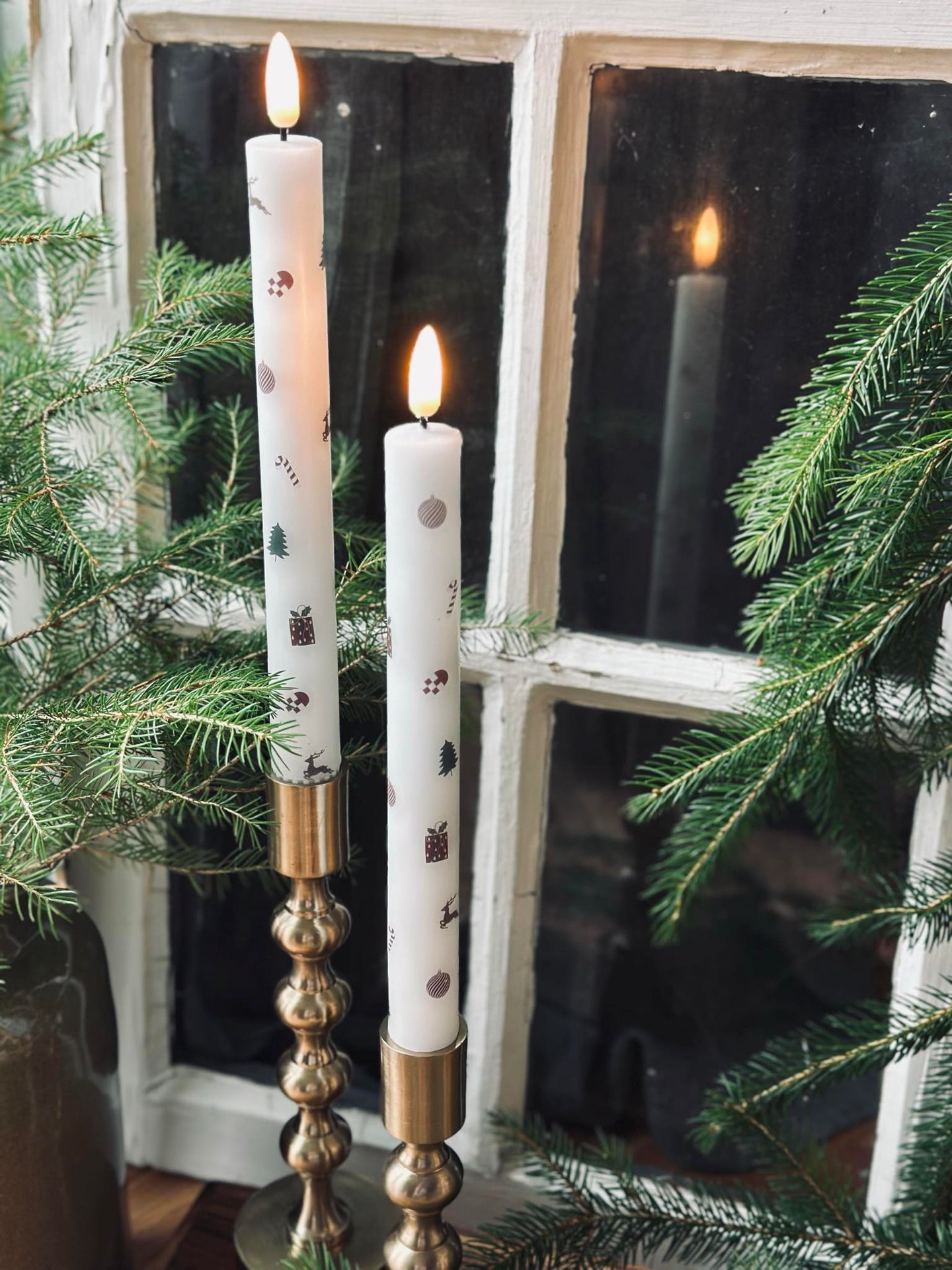 LED-Stumpenkerzen 2 Stk. - Weihnachtsmotiv