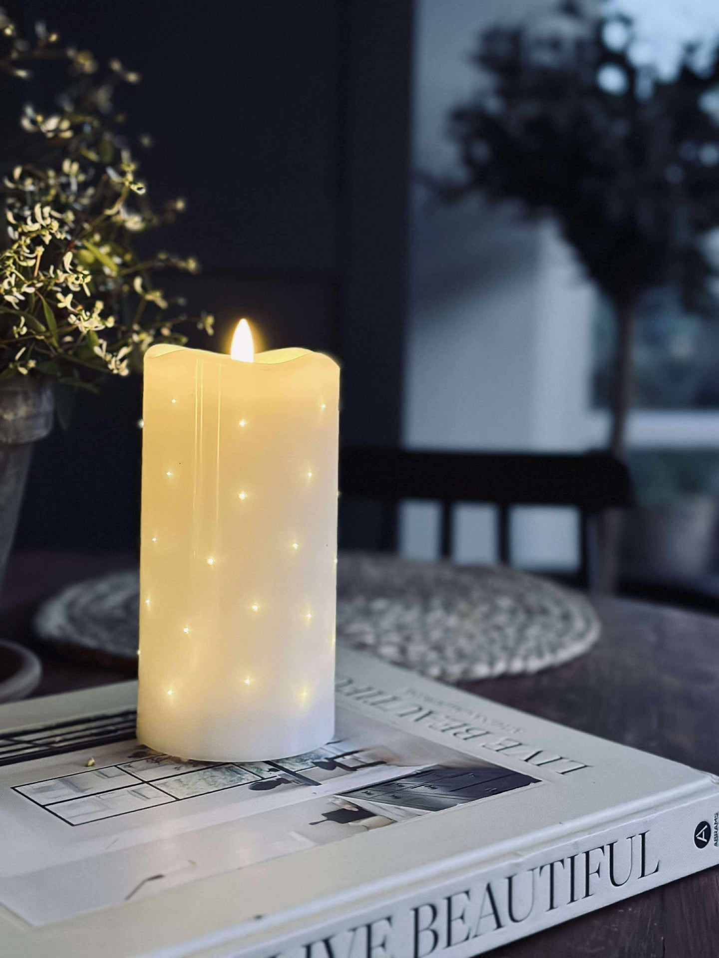 LED Blockkerze White TWINKLE 15cm