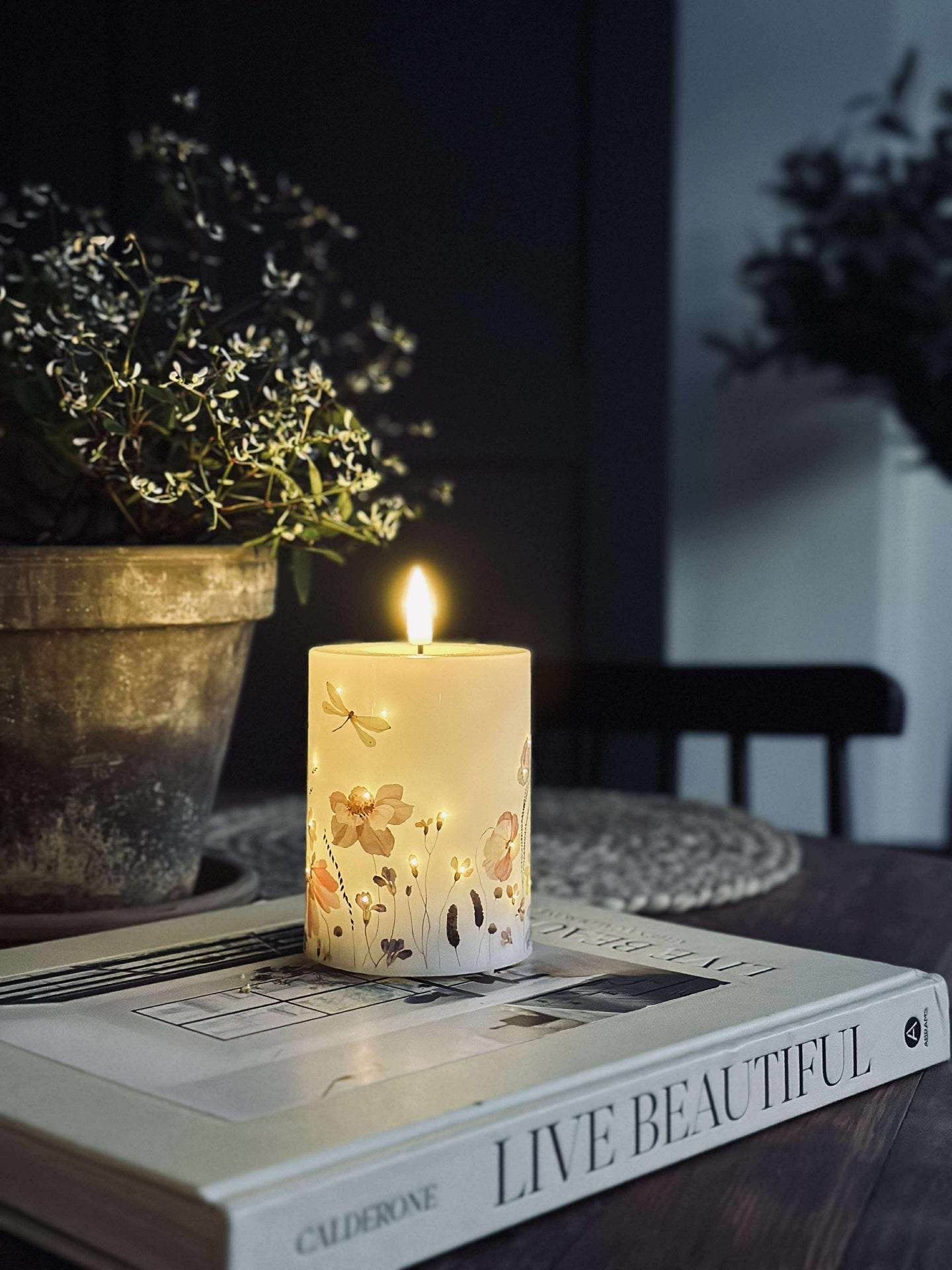 LED-Blockkerze Twinkle flora