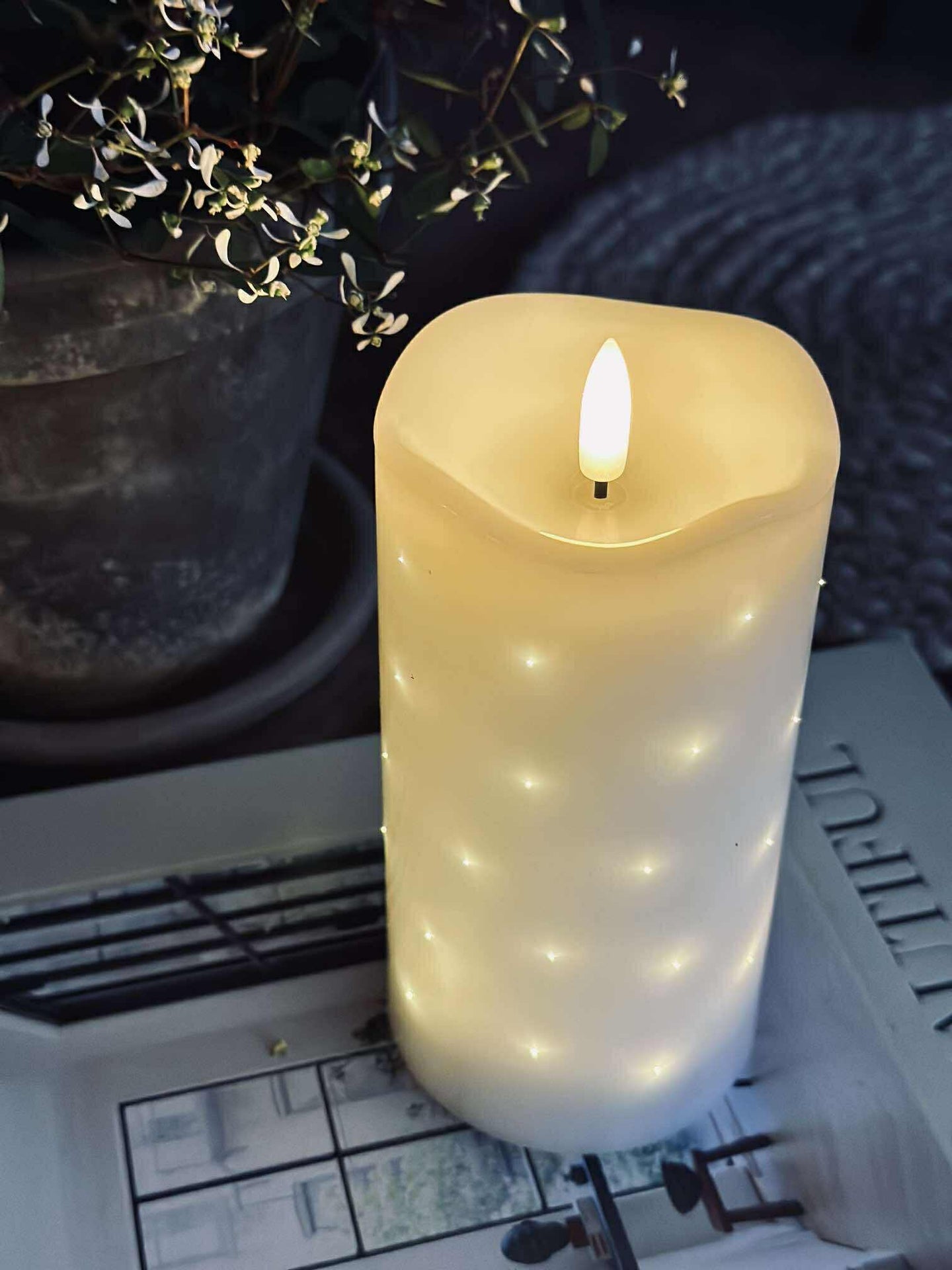 LED Blockkerze White TWINKLE 15cm