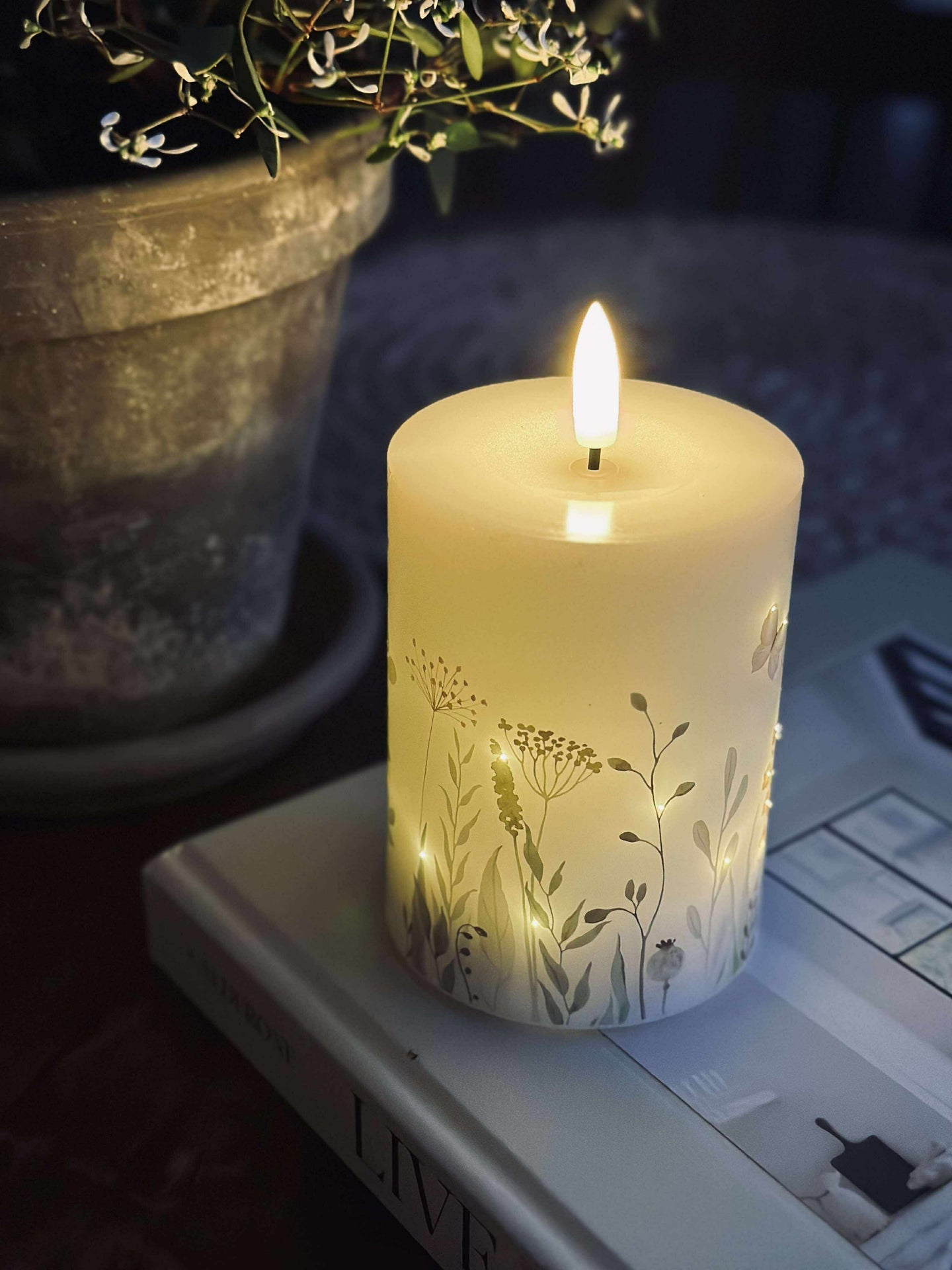 LED-Blockkerze Twinkle wild flora