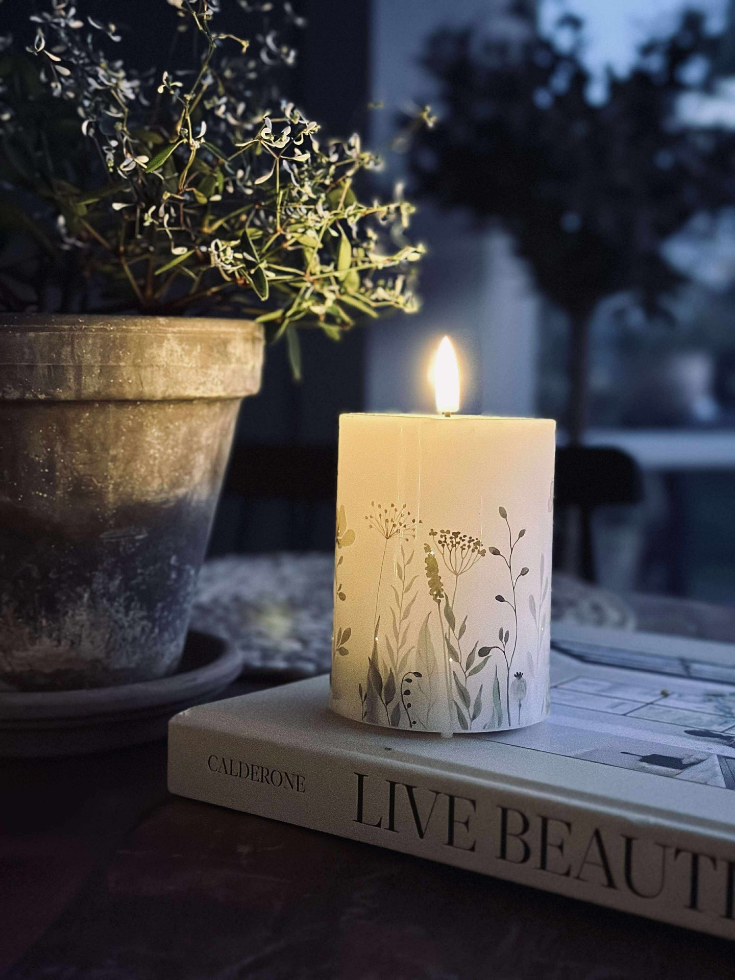 LED-Blockkerze Twinkle wild flora