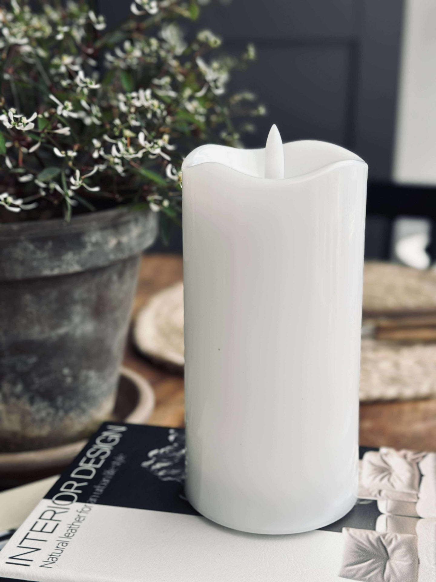 LED Blockkerze White TWINKLE 15cm